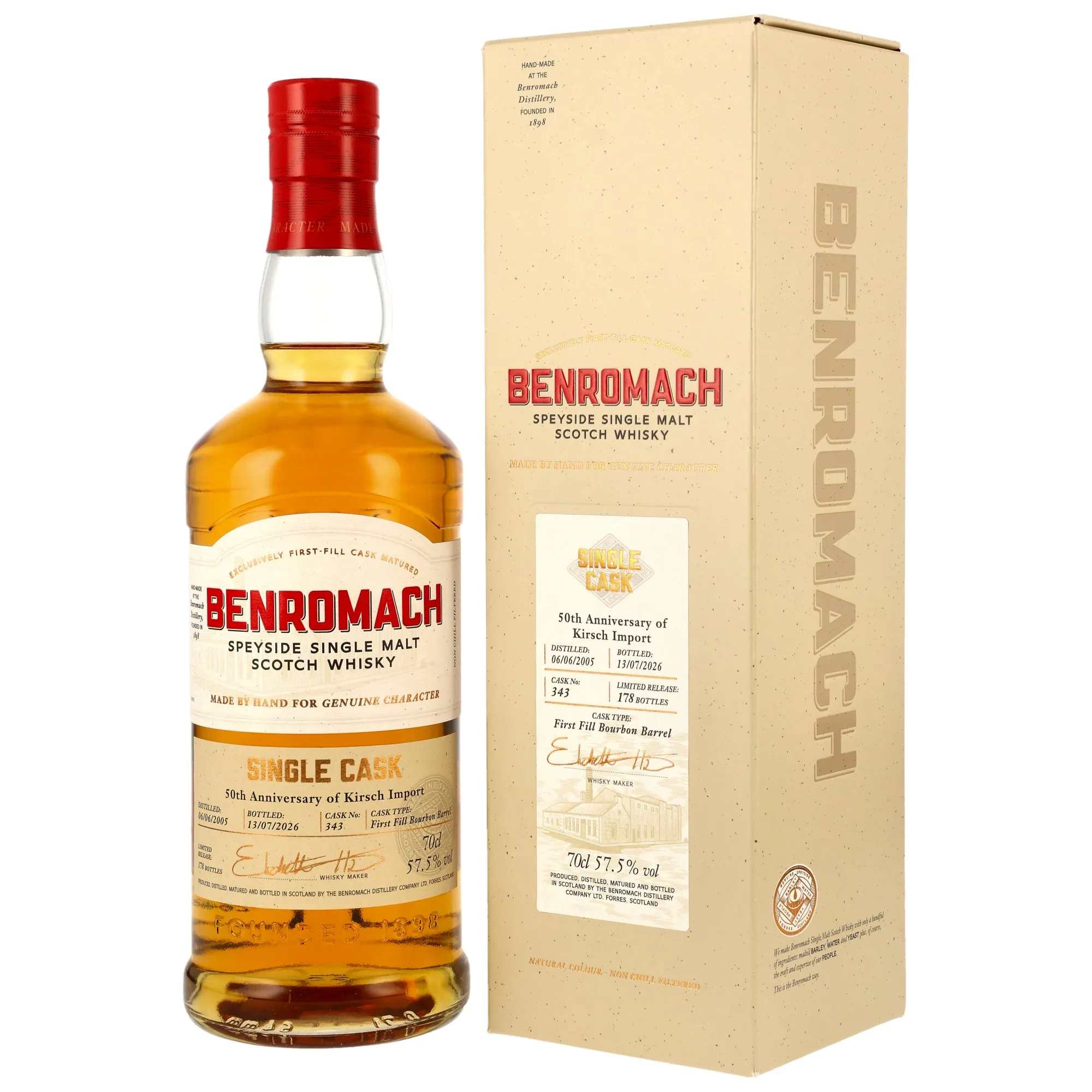 Benromach 2005/2026 - 21 Year Old - 1st Fill Bourbon Barrel #343 - 50th Anniversary Kirsch Import