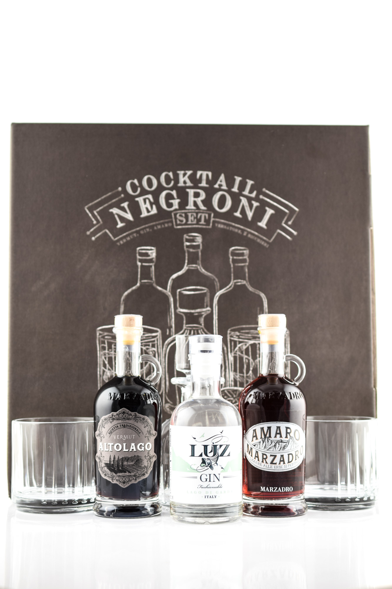 Cocktail Negroni Set 3x 0,2l inkl. Gläser & Karaffe