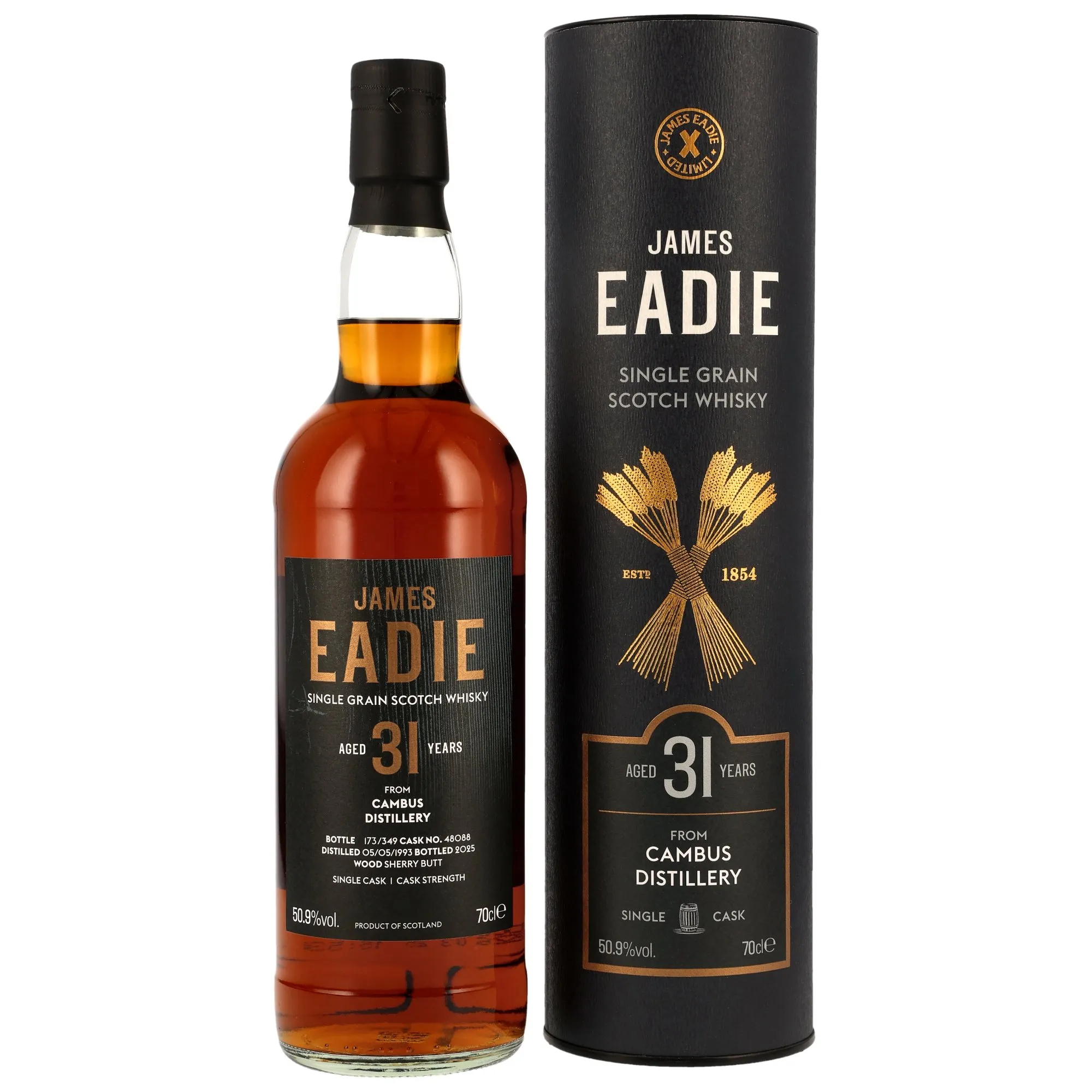 Cambus 31 Year Old, Sherry Butt Cask, Cask #48088, 1993, James Eadie, 50.9%