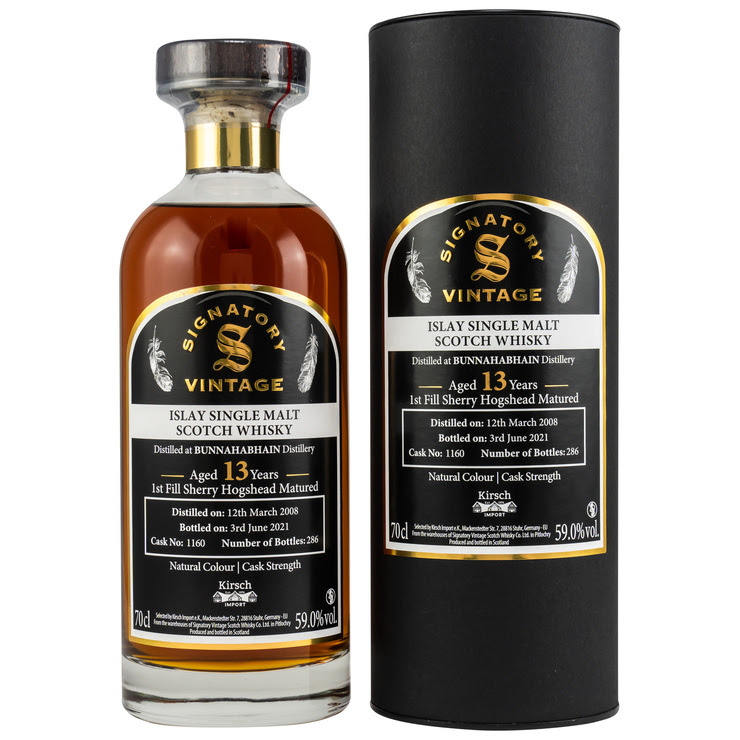 Bunnahabhain 13 Jahre 2008/2021 1st-fill Sherry Hogshead #1160 Signatory 59%vol. 0,7l