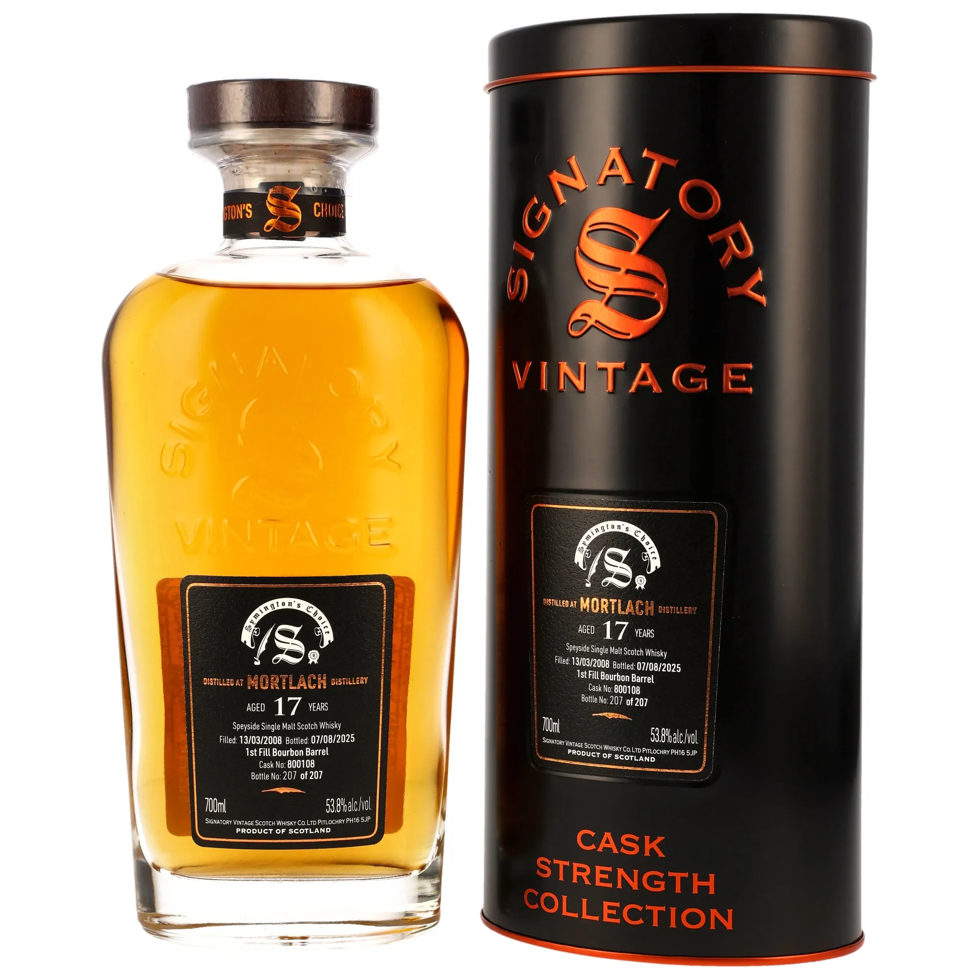 Mortlach 2008/2025 - 17 Jahre - 1st Fill Bourbon Barrel #800108 - Signatory Symingtons Choice