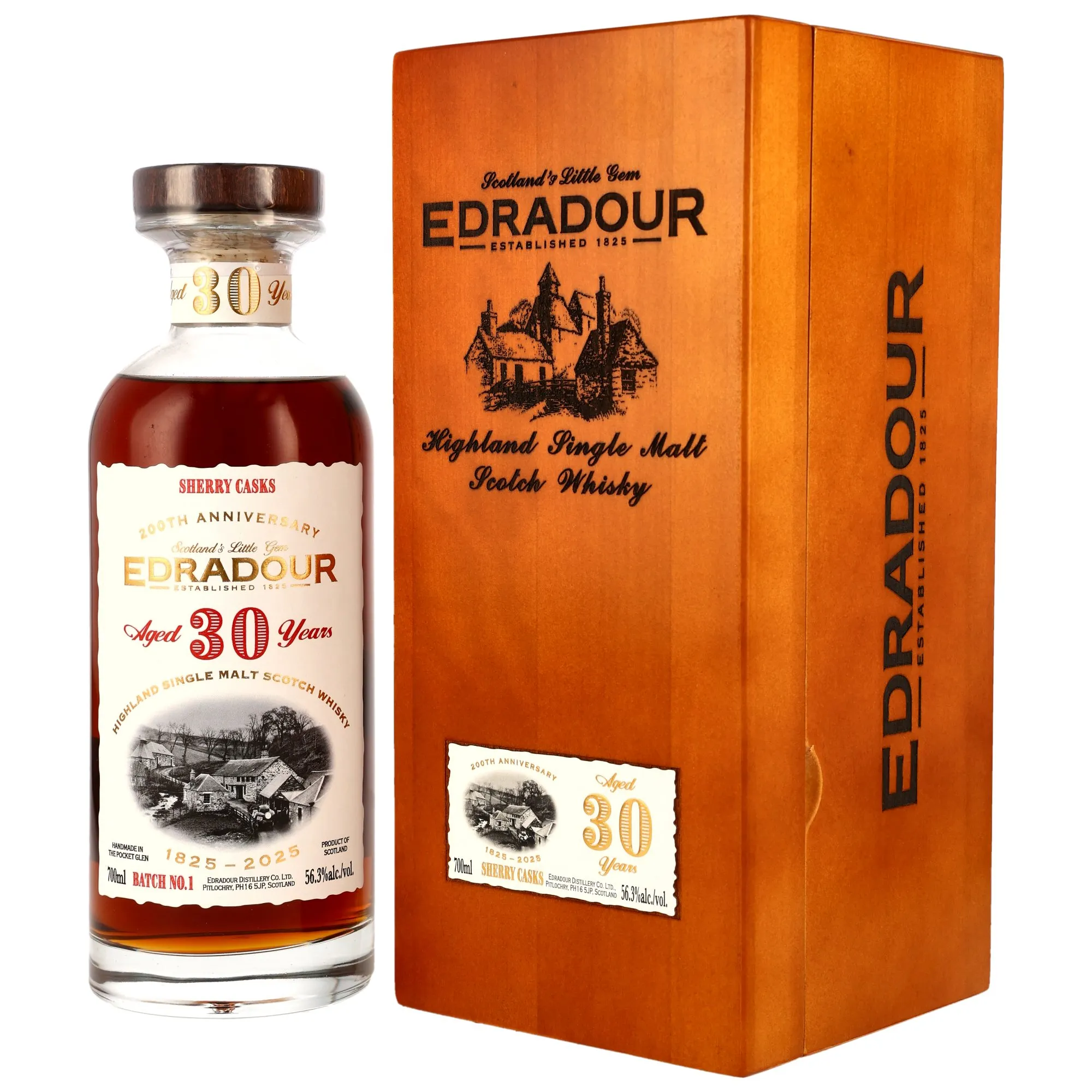 Edradour 200th Anniversary 30 Year Old, Sherry Cask, Cask #2101 & 2109, Batch No. 1, 2025, 56.3%
