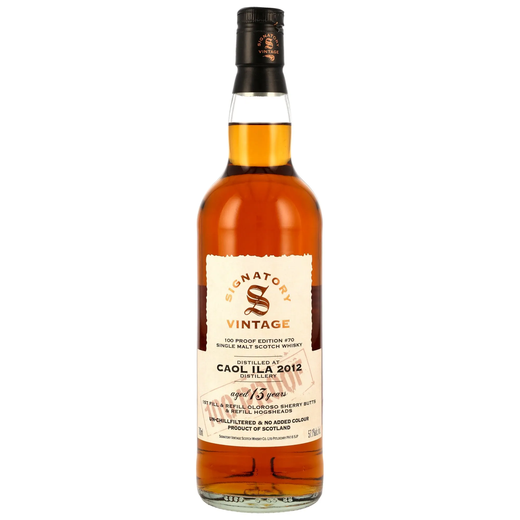 Caol Ila 2012/2026 - 13 Year Old - 1st Fill & Refill Oloroso Sherry Butts - Signatory 100 PROOF Edition #70
