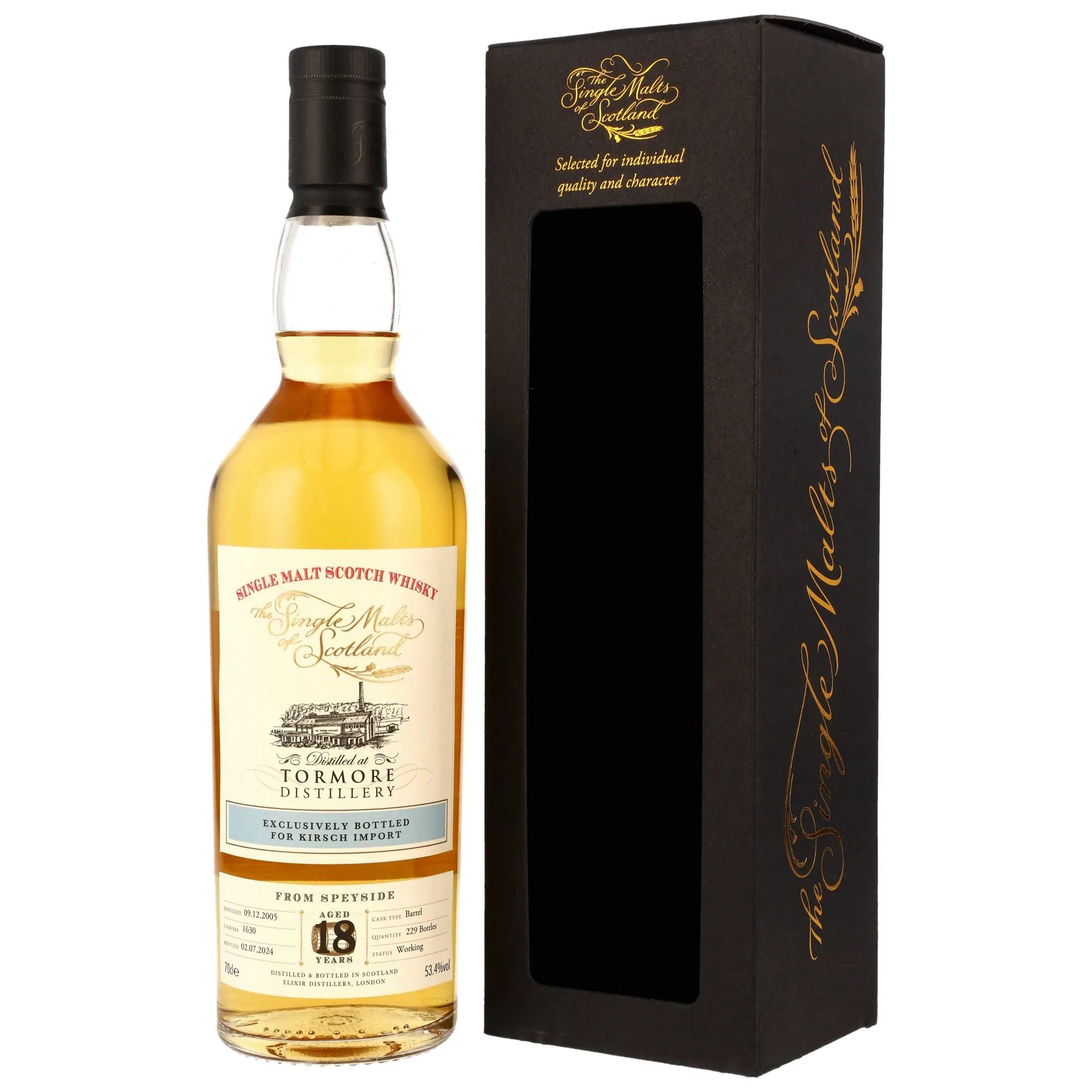 Tormore The Single Malts of Scotland 18 Year Old, Barrel Cask, Cask #1630, 2005, Elixir Distillers, 53.4%