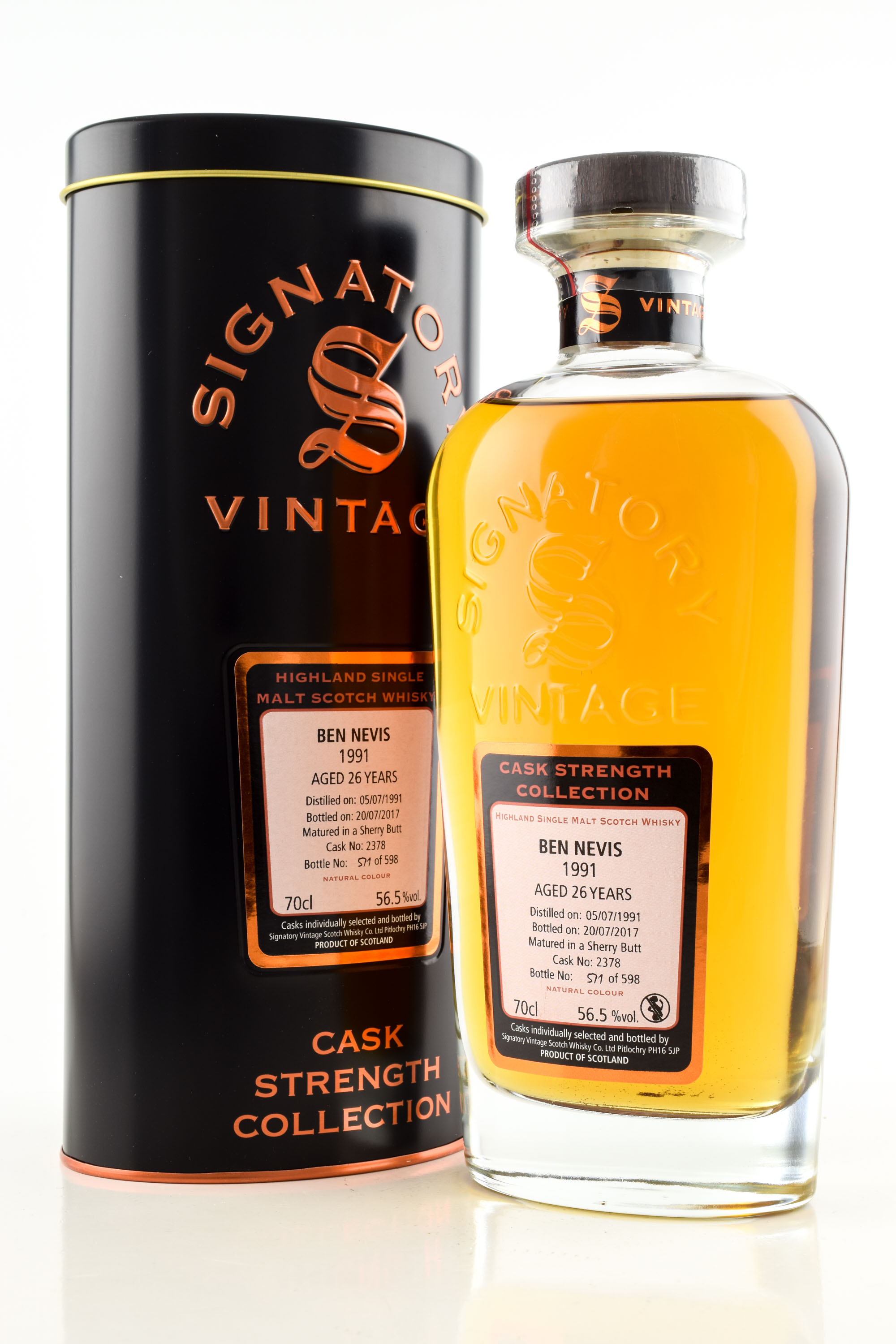 Ben Nevis 26 Year Old 1991/2017 Sherry Butt # 2378 Signatory Cask strength Coll. 56.5% vol. 0,7l