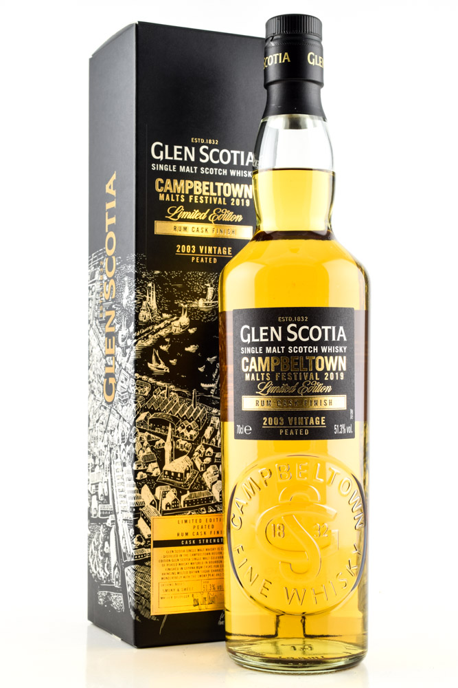 Glen Scotia 2003 Vintage Rum Cask Finish Campbeltown malts Festival 2019 51.3% vol. 0,7l Glen Scotia 2003 Vintage Rum Cask Finish Campbeltown malts Festival 2019 51.3% vol. 0,7l