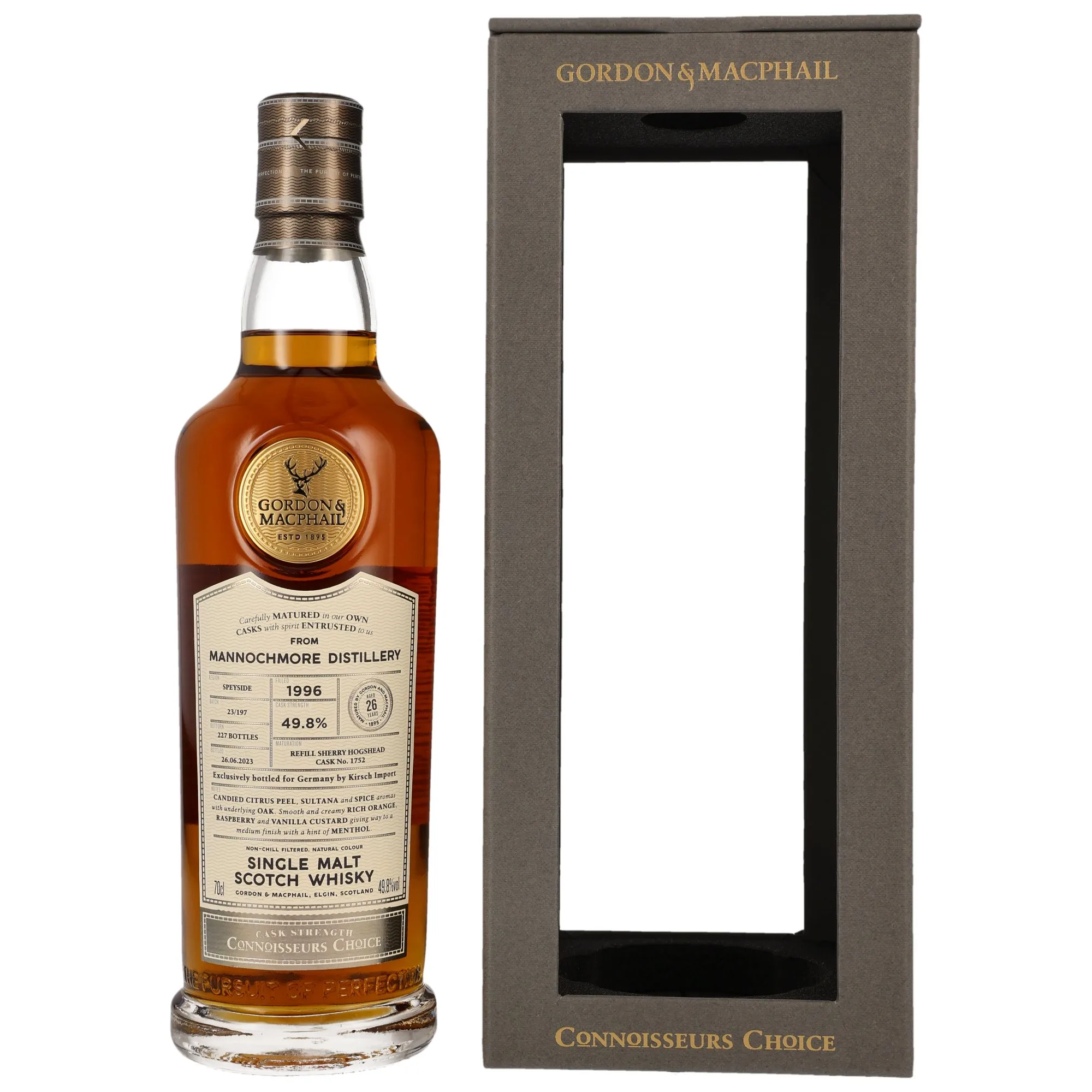 Mannochmore Connoisseurs Choice 26 Year Old, Refill Sherry Hogshead Cask, Cask #1752, 1996, Gordon & MacPhail, 49.8%