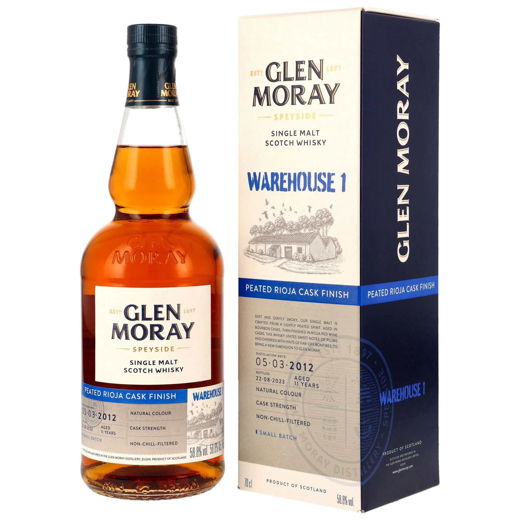 Glen Moray 2012/2023 - 11 Jahre - Warehouse 1 Peated Rioja Cask Finish