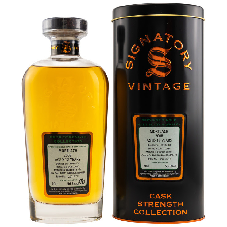 Mortlach 12 year old 2008/2020 Bourbon Barrels #800110, #800126 & #800127 Signatory Cask Strength Coll. 58,6%vol. 0,7l Mortlach 12 year old 2008/2020 Bourbon Barrels #800110, #800126 & #800127 Signatory Cask Strength Coll. 58,6%vol. 0,7l