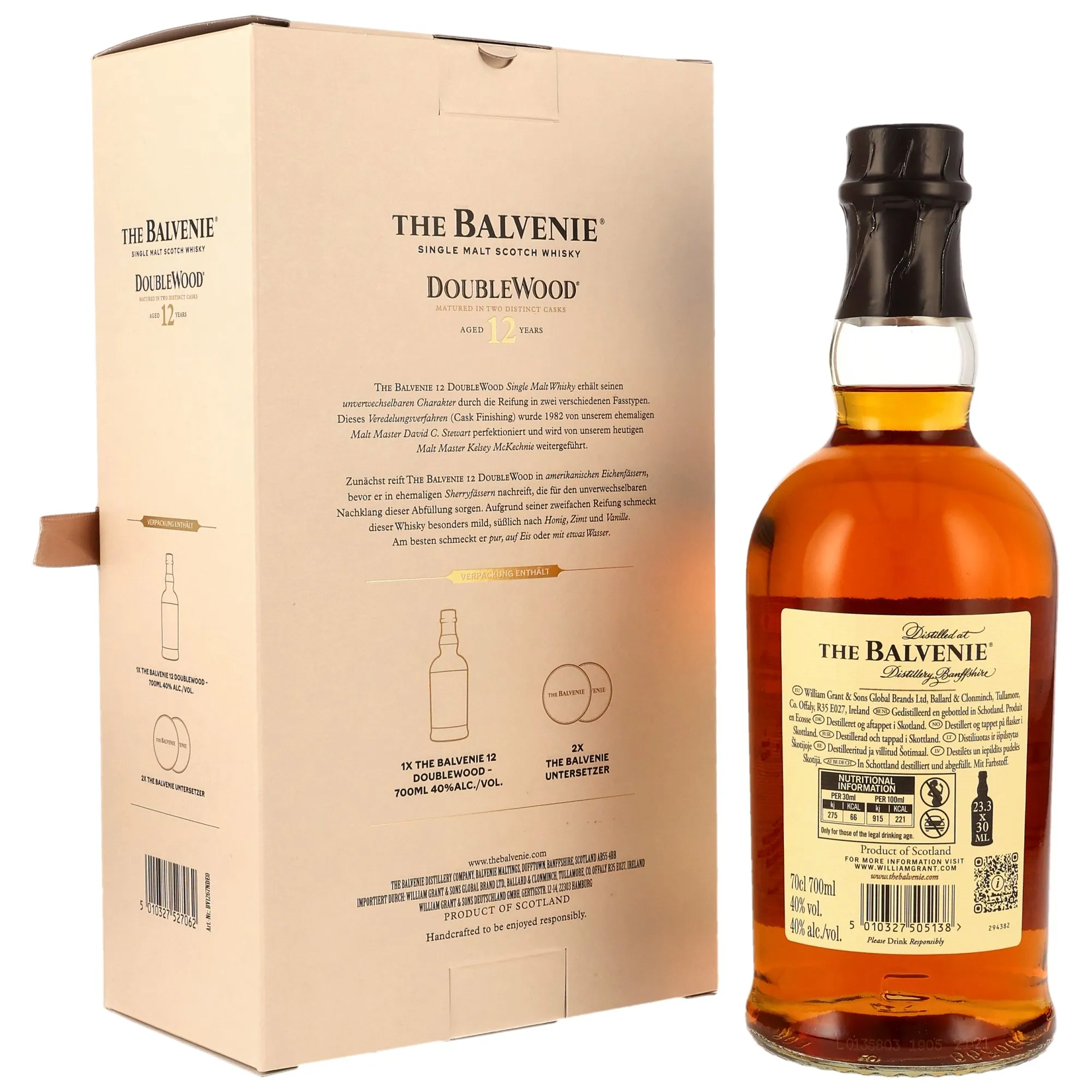 Balvenie 12 Jahre Double Wood + 2 Untersetzer