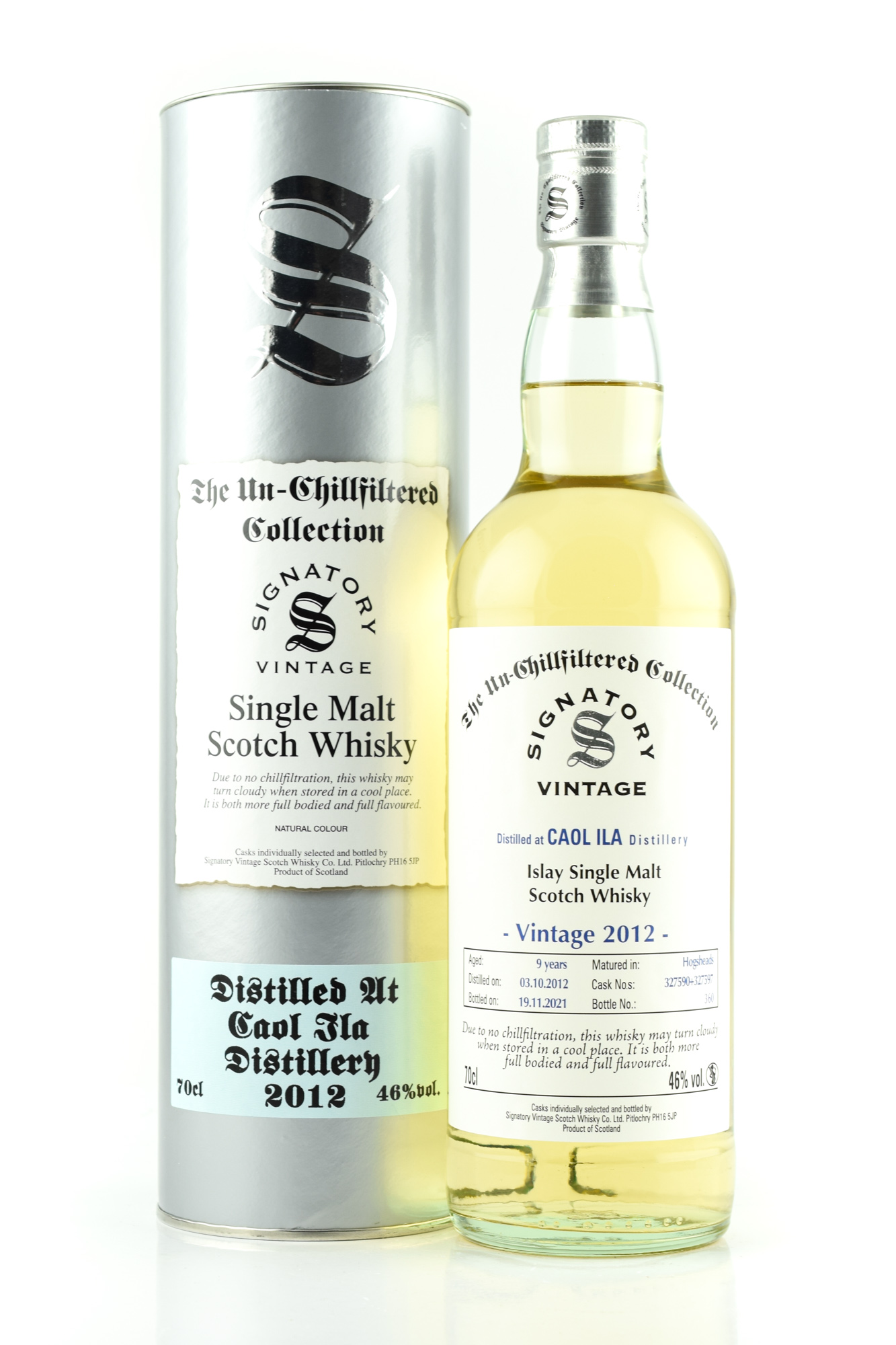 Caol Ila 9 year old 2012/2021 Hogheads #327590 & #327597 Un-Chillfiltered Signatory 46%vol. 0,7l Caol Ila 9 year old 2012/2021 Hogheads #327590 & #327597 Un-Chillfiltered Signatory 46%vol. 0,7l