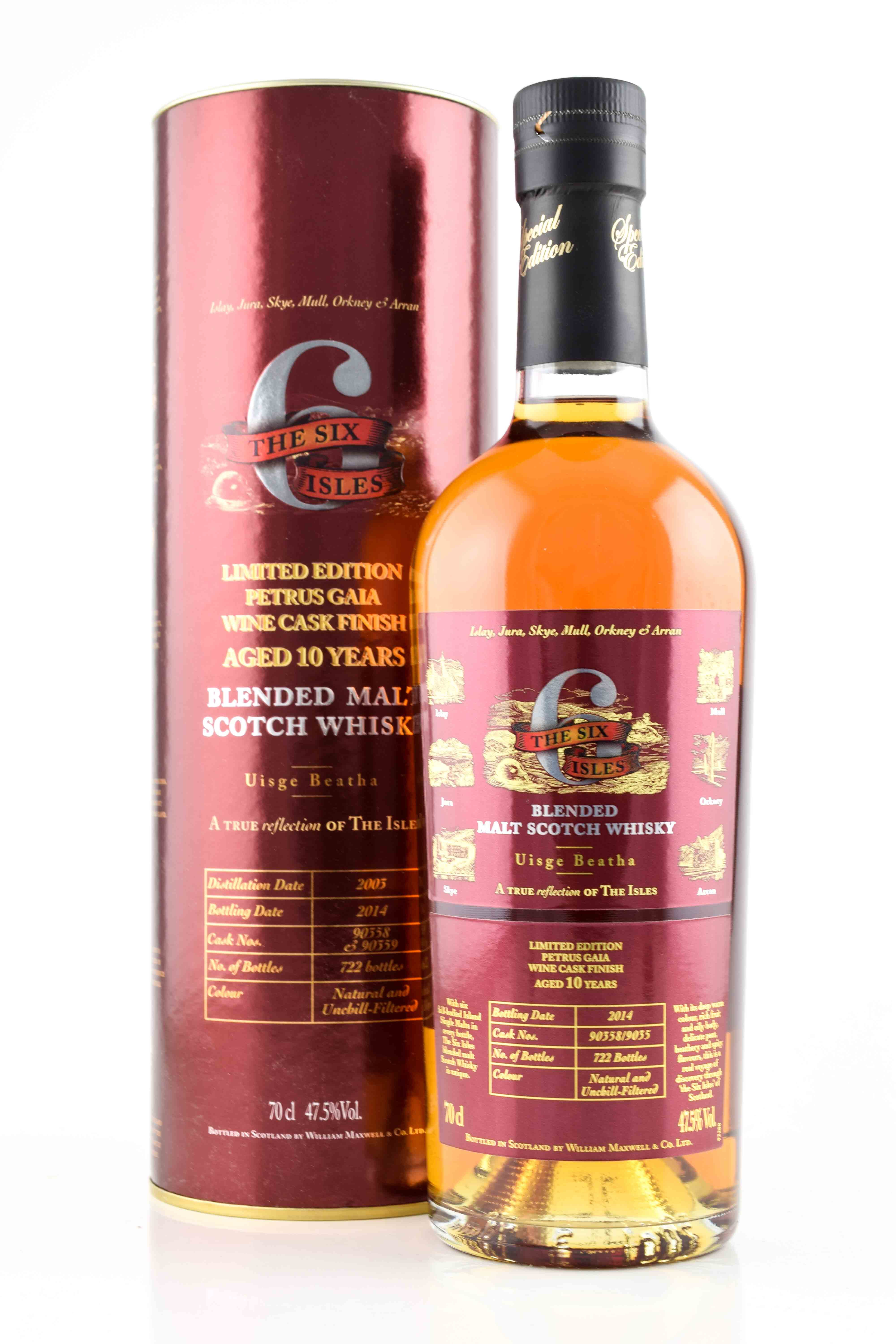 The Six Isles 10 Jahre - Petrus Gaia Cask Finish William Maxwell & Co. Ltd. 47,5%vol. 0,7l