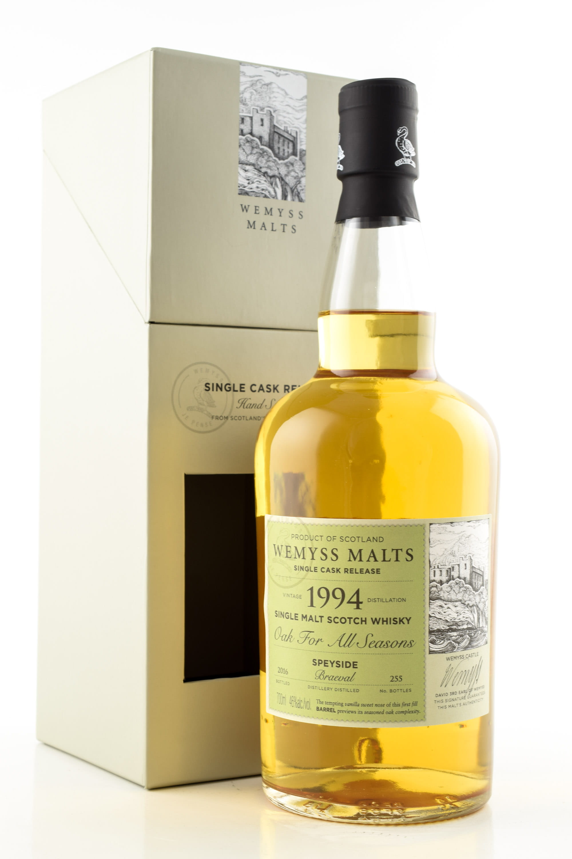 "Oak for all Seasons" 1994/2016 Single Bourbon Barrel Braeval Wemyss Malts 46%vol. 0,7l