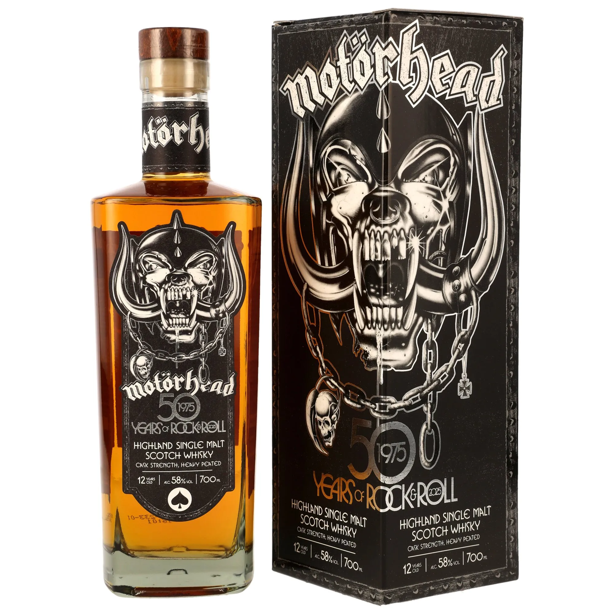 Motörhead 50 Years of Rock & Roll Highland Single Malt Scotch Whisky 12 Year Old, American Oak Cask, Global Brands E-Commerce Ltd, 58%