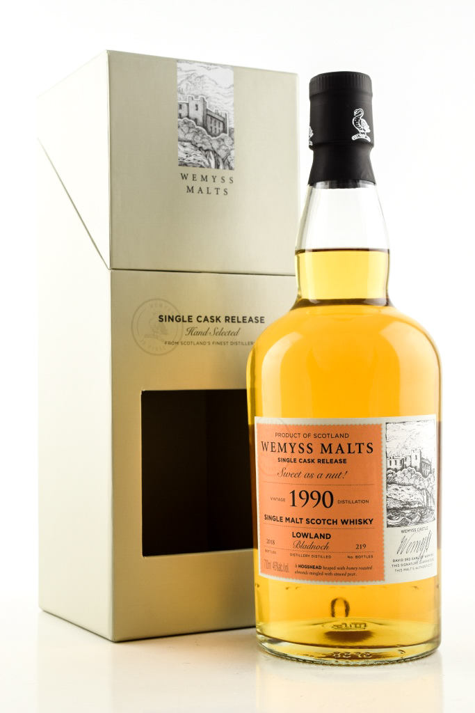 "Sweet as a Nut!" 1990/2018 Single Bourbon Hogshead Bladnoch Wemyss Malts 46% vol. 0,7l