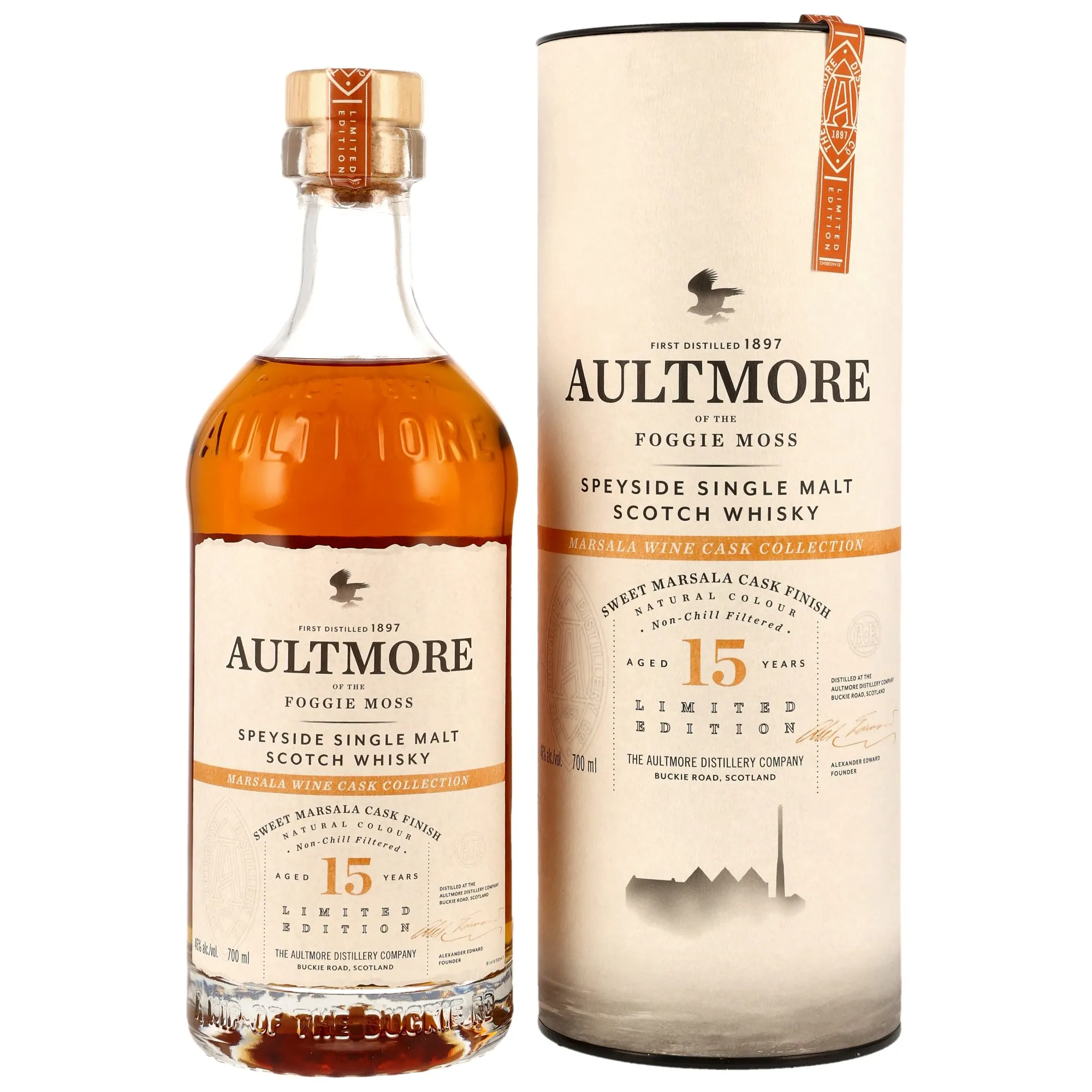 Aultmore Marsala Wine Cask Collection Dry Marsala Cask Finish Limited Edition 15 Year Old, Dry Marsala Cask, 2023, 46%