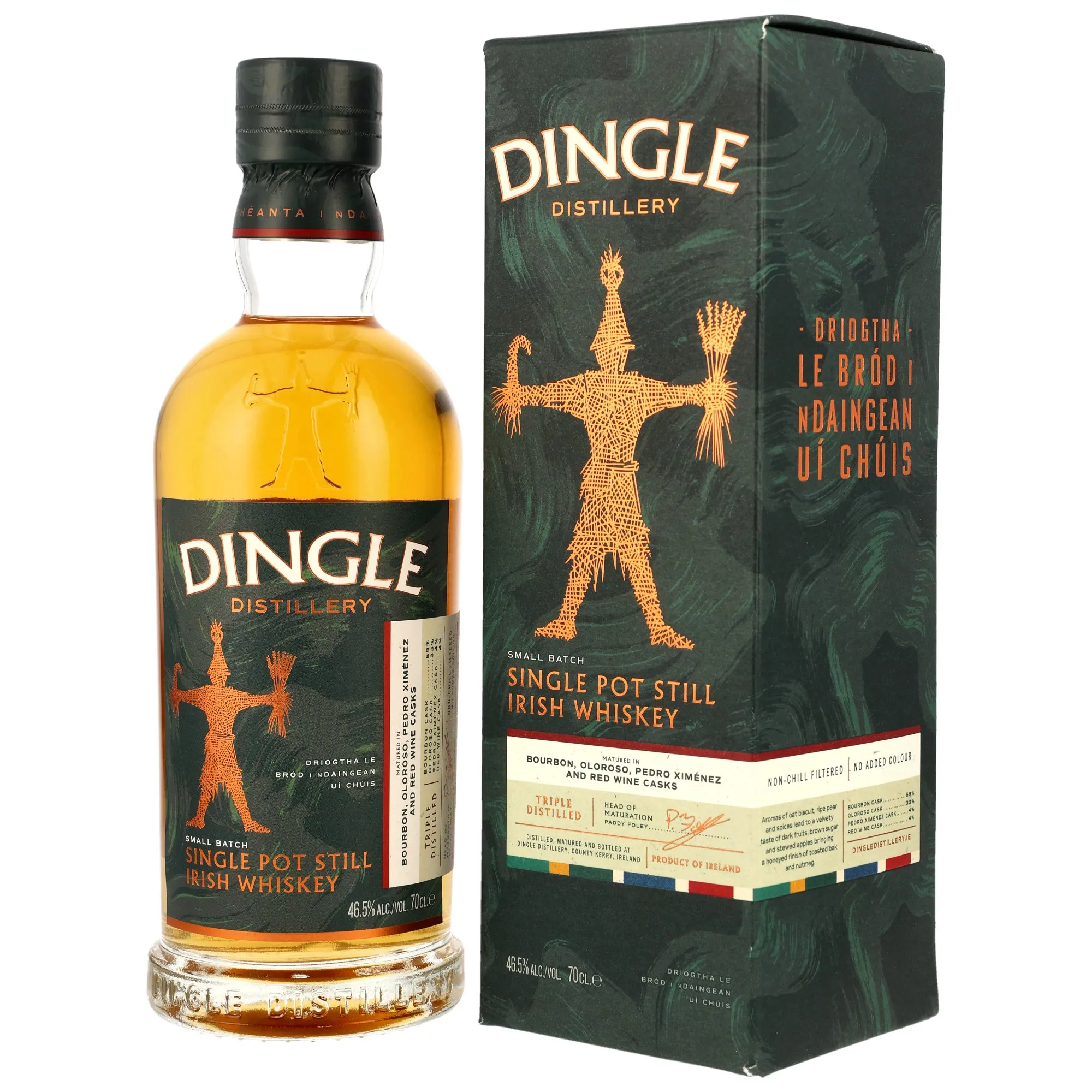 Dingle Whiskey Distillery Single Pot Still Irish Whiskey, Bourbon, Oloroso Sherry, PX Sherry & Red Wine Cask, Small Batch, 46.5%