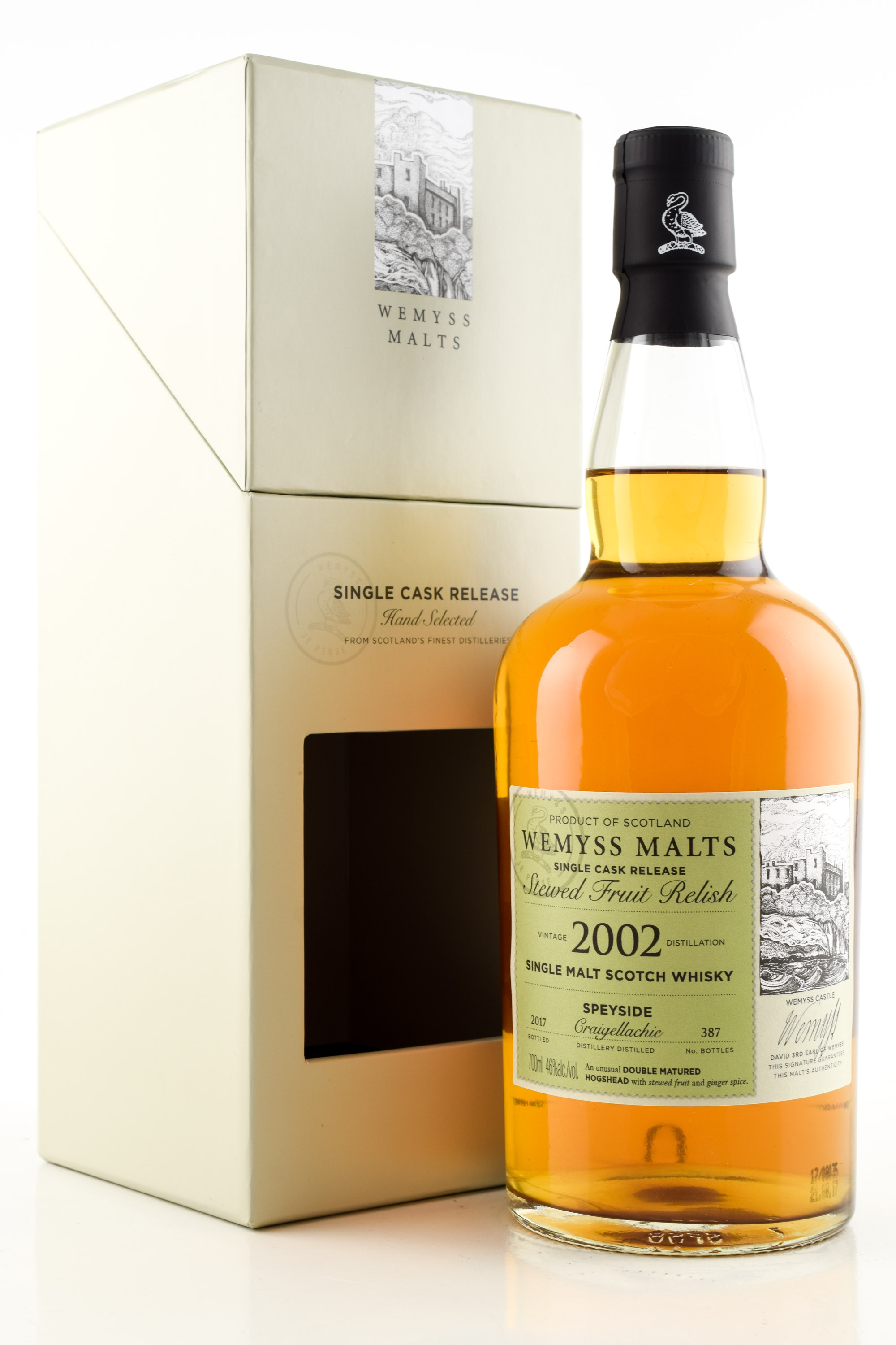 "Stewed fruit Relish" 2002/2017 Sherry Hogshead finish Craigellachie Wemyss Malts 46% vol. 0,7l