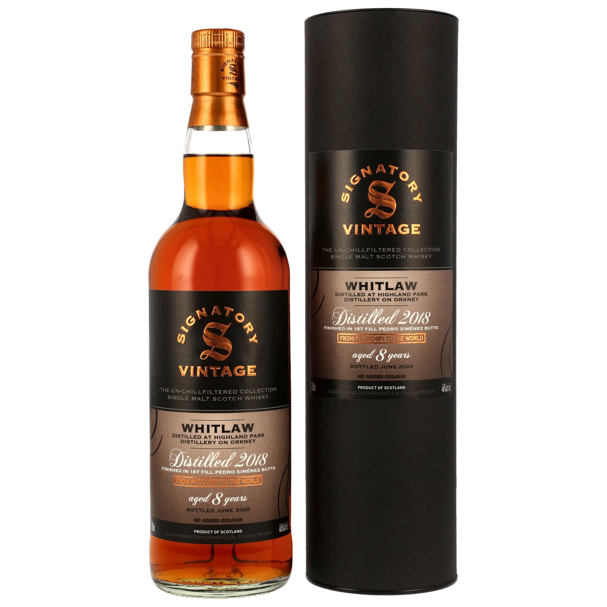 Whitlaw 2018/2026 - 8 Year Old - 1st Fill PX Sherry Butts Finish - Sig un-chill