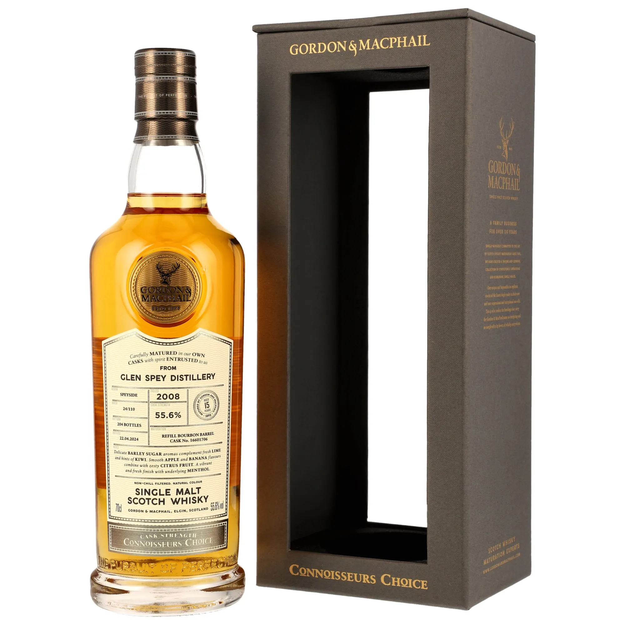 Glen Spey Connoisseurs Choice 15 Year Old, Refill Bourbon Barrel Cask, Cask #16601706, 2008, Gordon & MacPhail, 55.6%