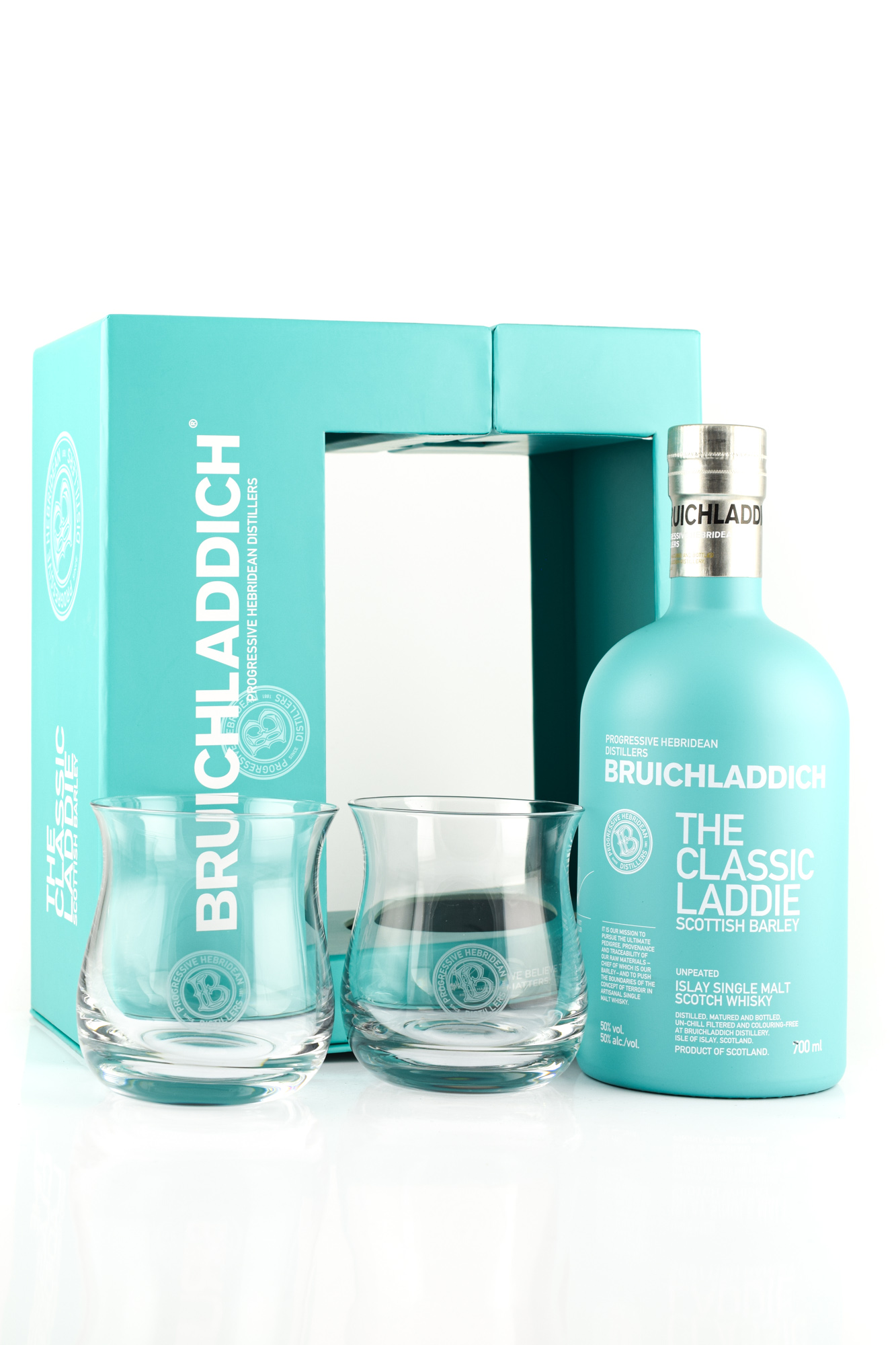 Bruichladdich Scottish Barley 50%vol. 0,7l - with 2 glasses Bruichladdich Scottish Barley 50%vol. 0,7l - with 2 glasses