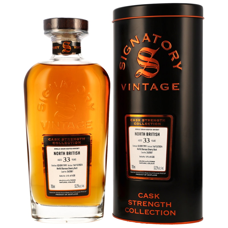 North British 33 Jahre Refill Oloroso Sherry Butt #262087 Signatory Cask Strength Coll.