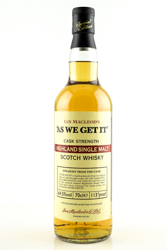 "AS WE GET IT" Highlands Ian MacLeod 64.5%vol. 0,7l "AS WE GET IT" Highlands Ian MacLeod 64.5%vol. 0,7l