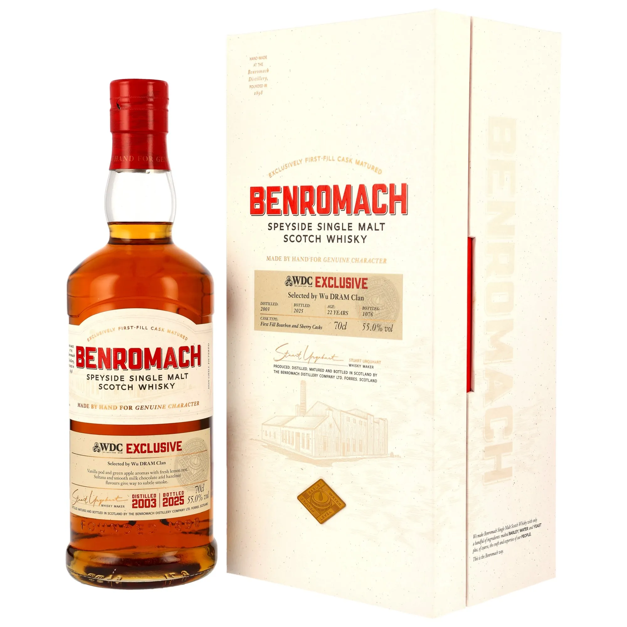 Benromach Wu Dram Clan Exclusive 22 Year Old, Bourbon & Sherry Cask, Batch No. 1, 2003, Wu Dram Clan, 55%
