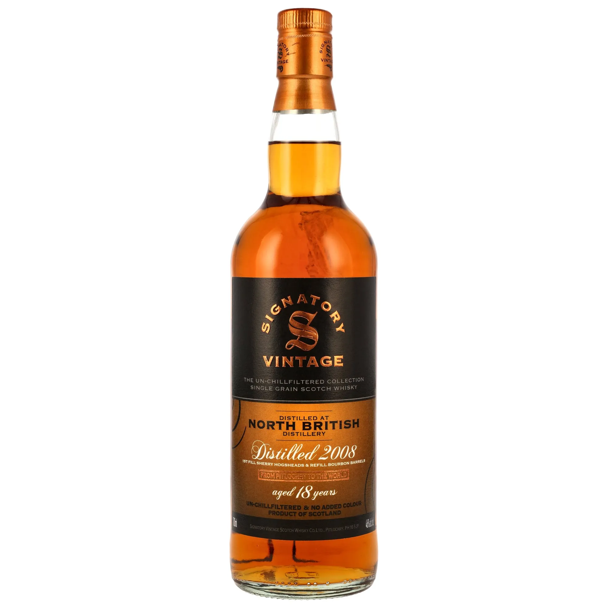 North British 2008/2026 - 18 Year Old - Single Grain 1st Fill Sherry & Refill Bourbon Casks - Sig un-chill