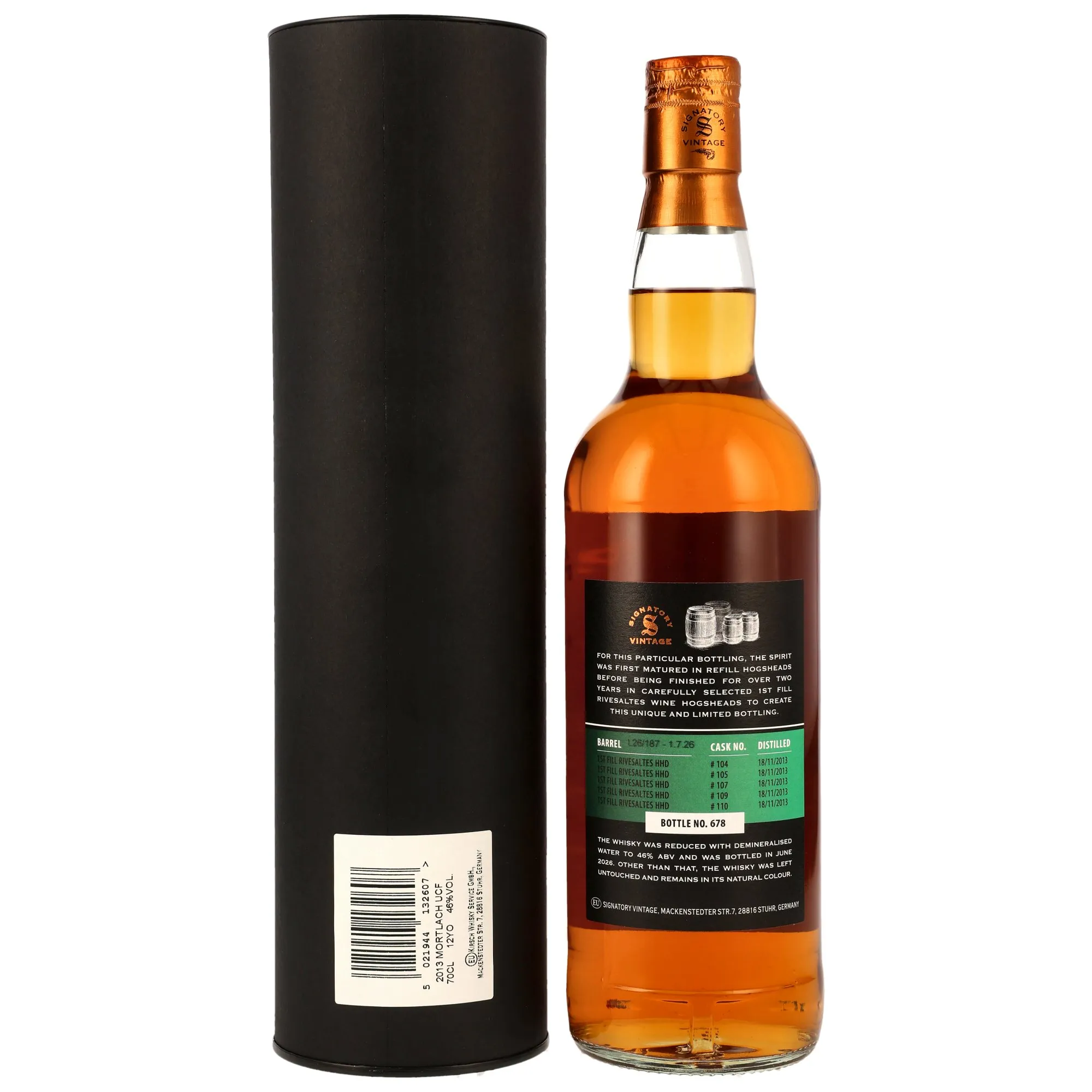 Mortlach 2013/2026 - 12 Jahre - 1st Fill Rivesaltes HHD Finish #104, 105, 107, 109, 110 - Sig un-chill