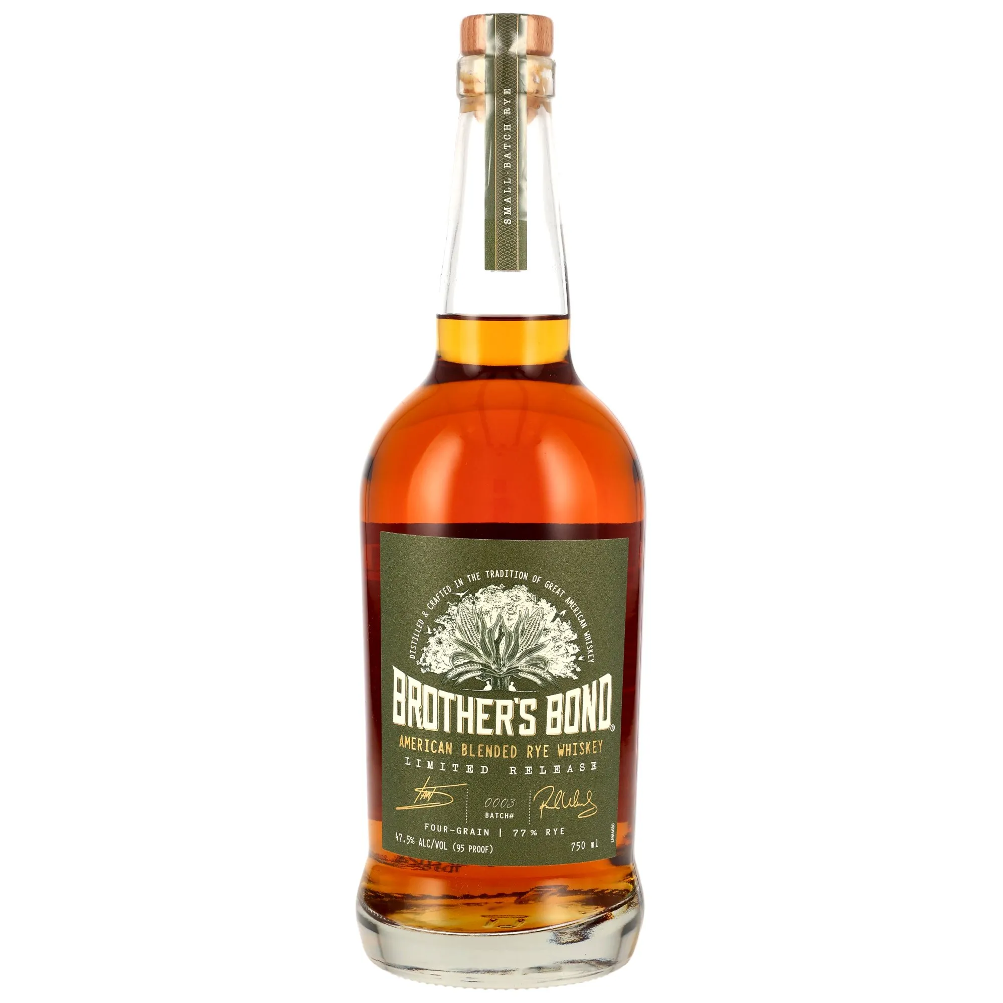Brothers Bond American Blended Rye Whiskey Limited Release 4 Year Old, Virgin American Oak Cask, Batch No. 0003, 2023, 47.5%