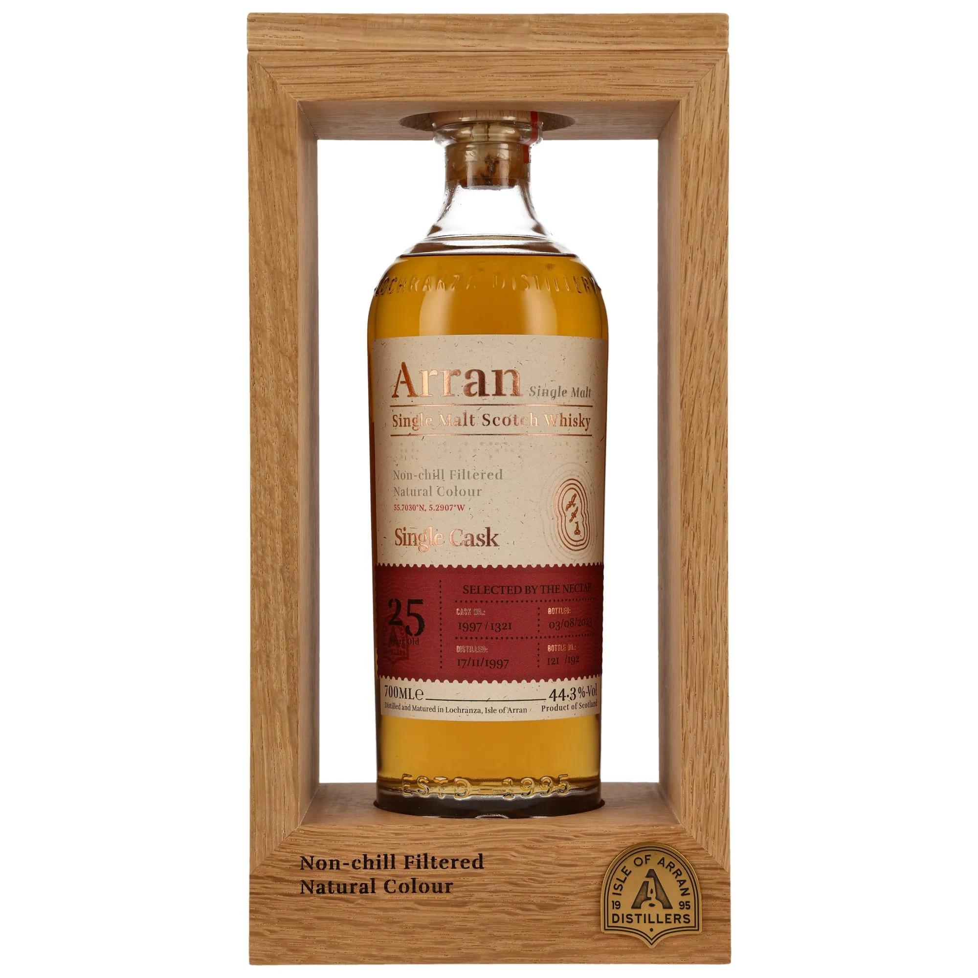 Arran 25 Year Old, Refill Sherry Hogshead Cask, Cask #1997/1321, 1997, The Nectar, 44.3%