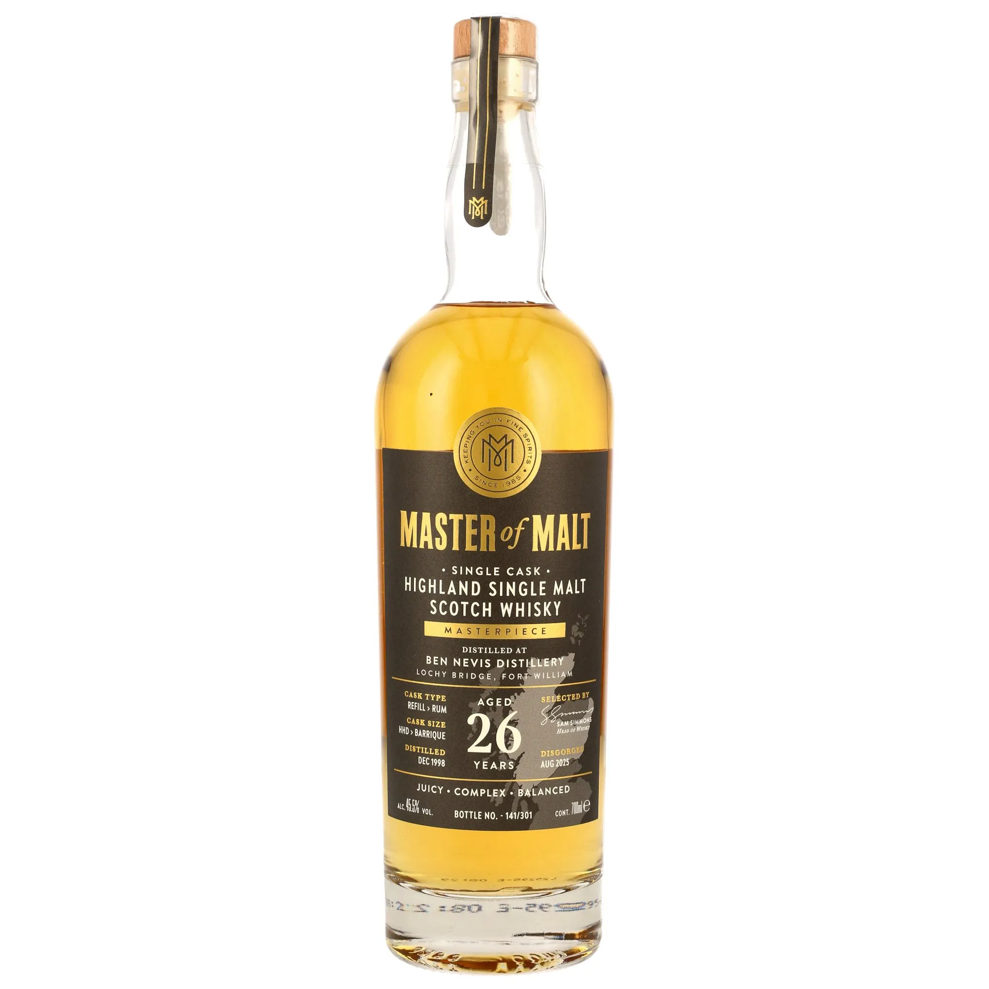 Ben Nevis 1998/2025 - 26 Jahre - Refill Hogshead & Rum Barrique - Master of Malt