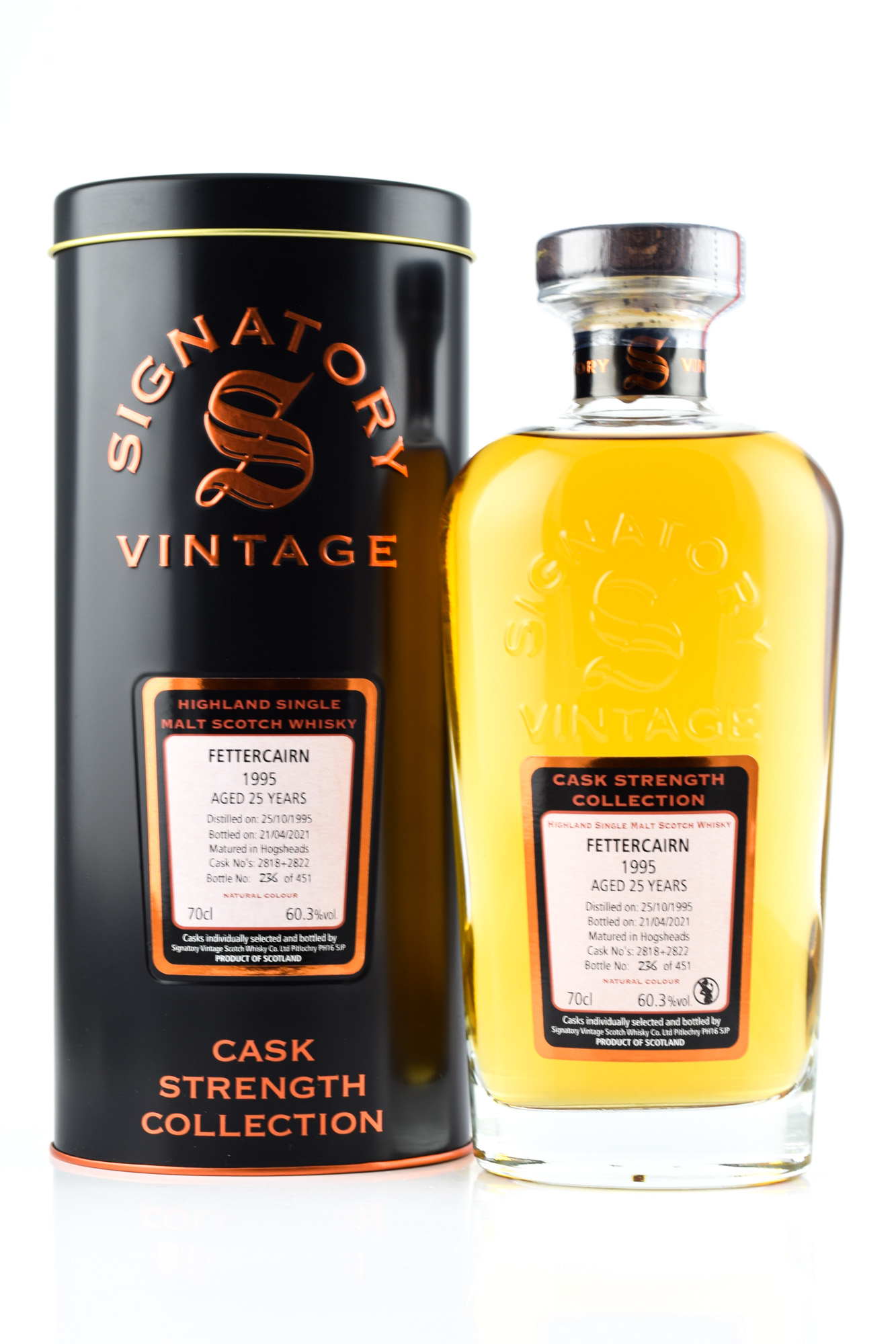 Fettercairn 25 year old 1995/2021 Hogsheads #2818 & #2822 Signatory Cask strength Coll. 60,3%vol. 0,7l