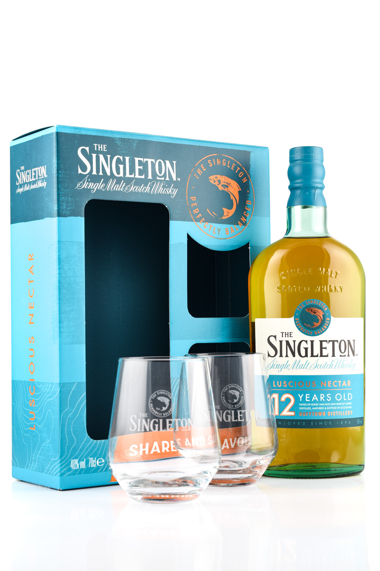 The Singleton of Dufftown 12 year old 40%vol. 0,7l with 2 Glasses The Singleton of Dufftown 12 year old 40%vol. 0,7l with 2 Glasses