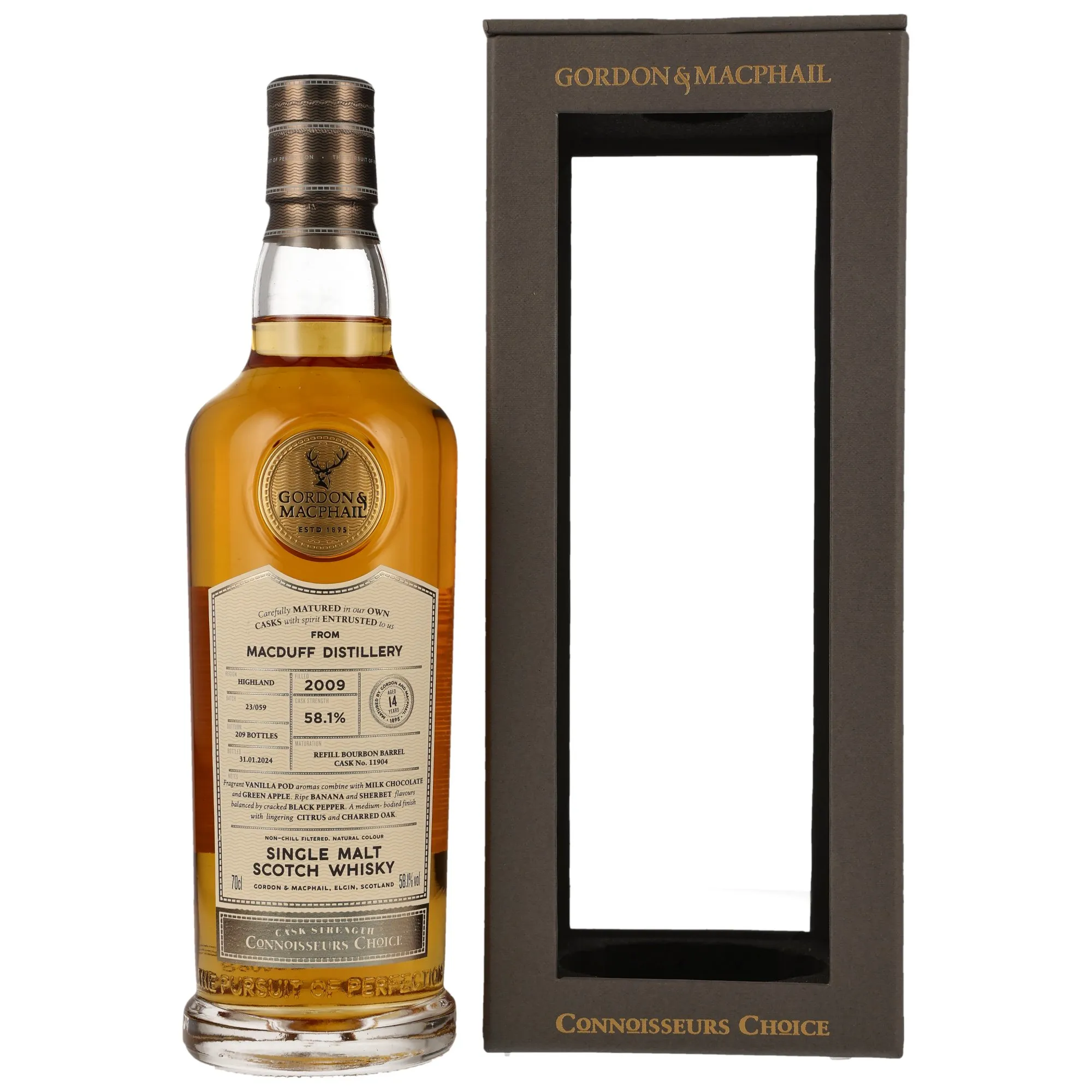 Macduff Connoisseurs Choice 14 Year Old, Refill Bourbon Barrel Cask, Cask #11904, 2009, Gordon & MacPhail, 58.1%