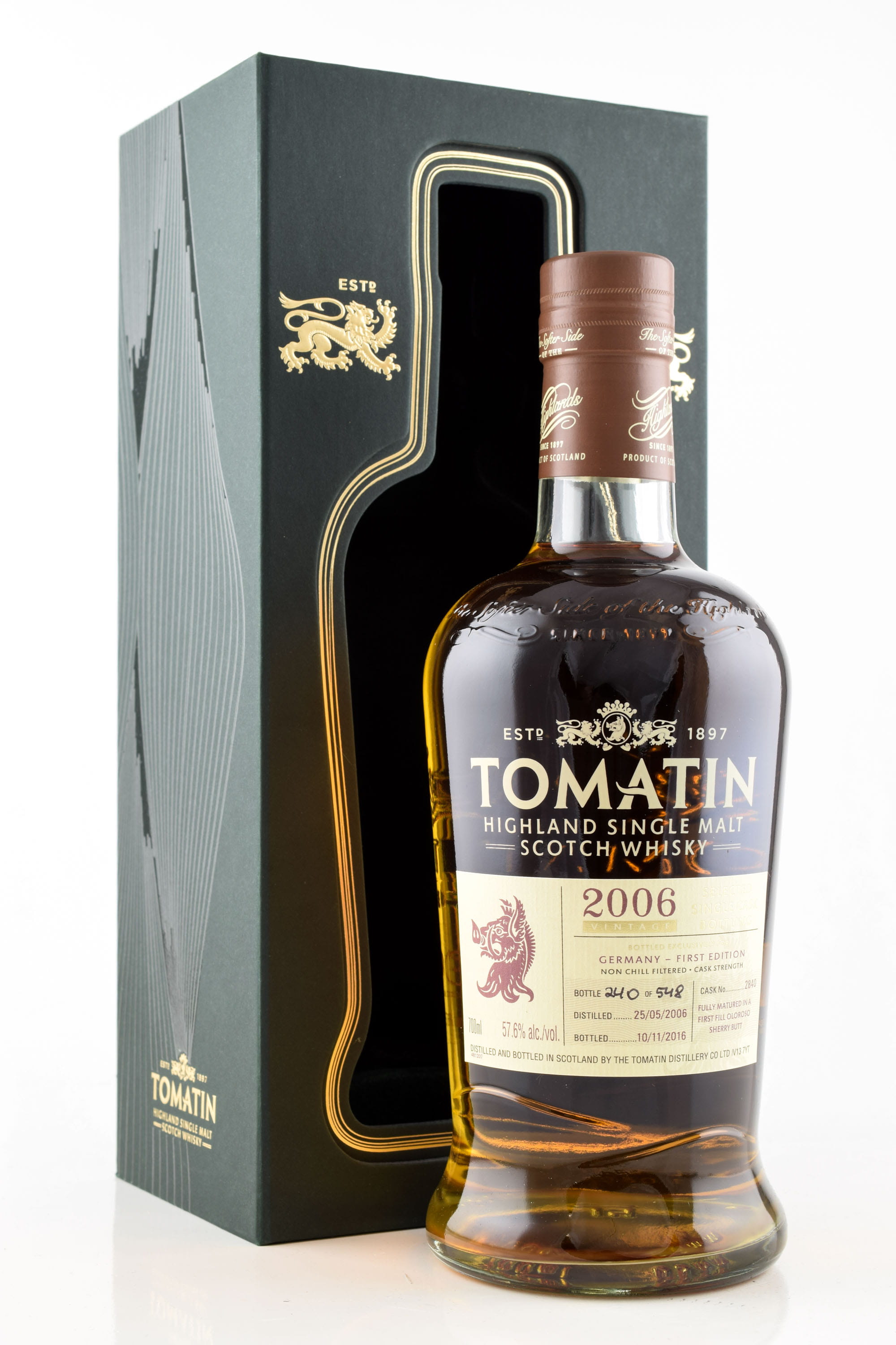 Tomatin 10 Year Old 2006/2016 1st-fill Oloroso Sherry Butt # 2840 57.6% vol. 0,7l