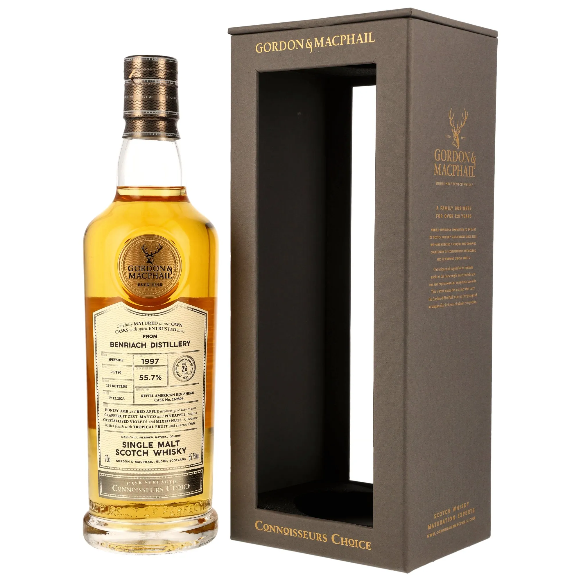 Benriach Connoisseurs Choice 26 Year Old, Refill American Hogshead Cask, Cask #169804, 1997, Gordon & MacPhail, 55.7%