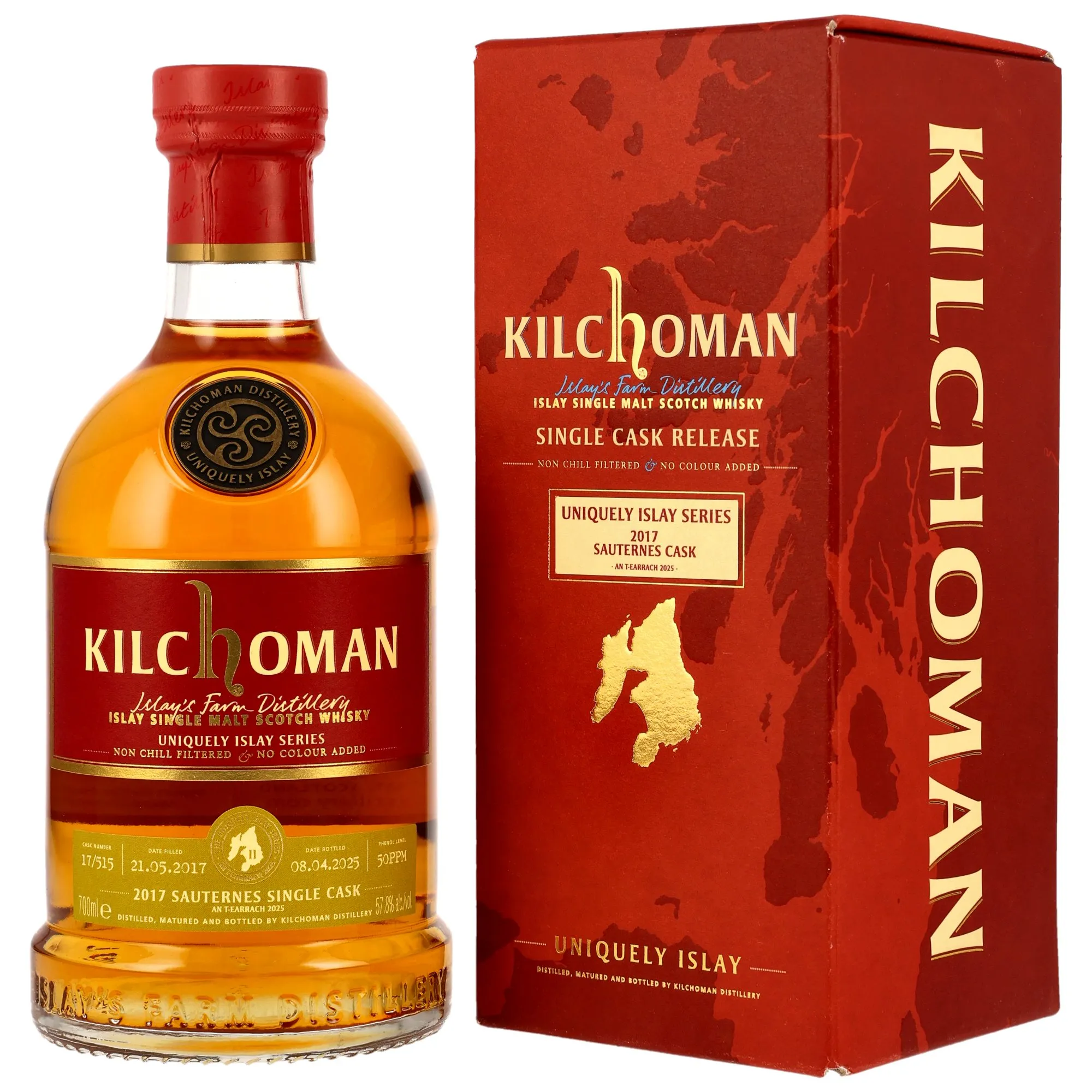 Kilchoman Uniquely Islay Series An T-Earrach 2025 7 Year Old, Sauternes Cask, Cask #17/515, 2025, 57.8%
