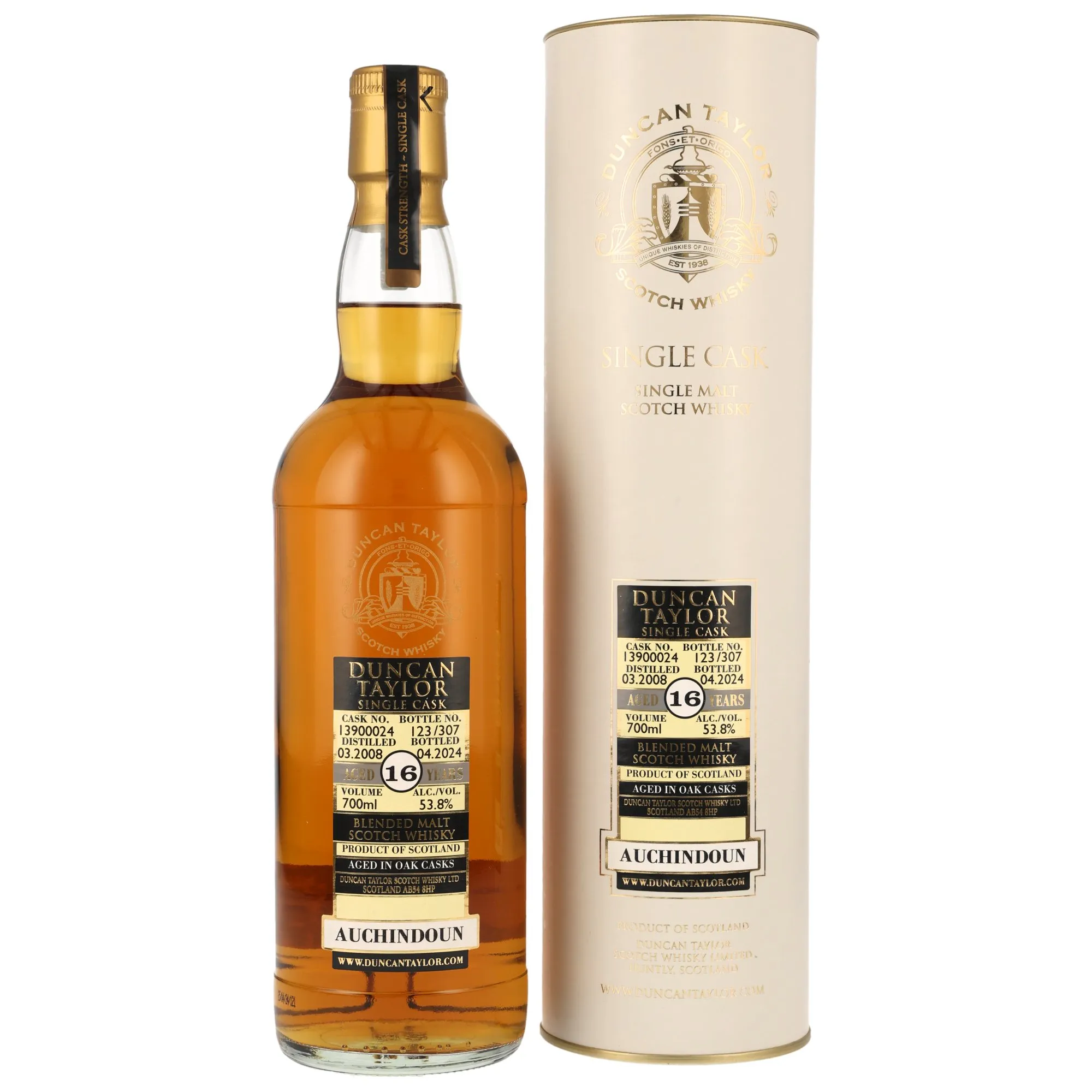 Auchindoun 2008/2024 - 16 Year Old - Blended Malt Single Cask #13900024 (Duncan Taylor)