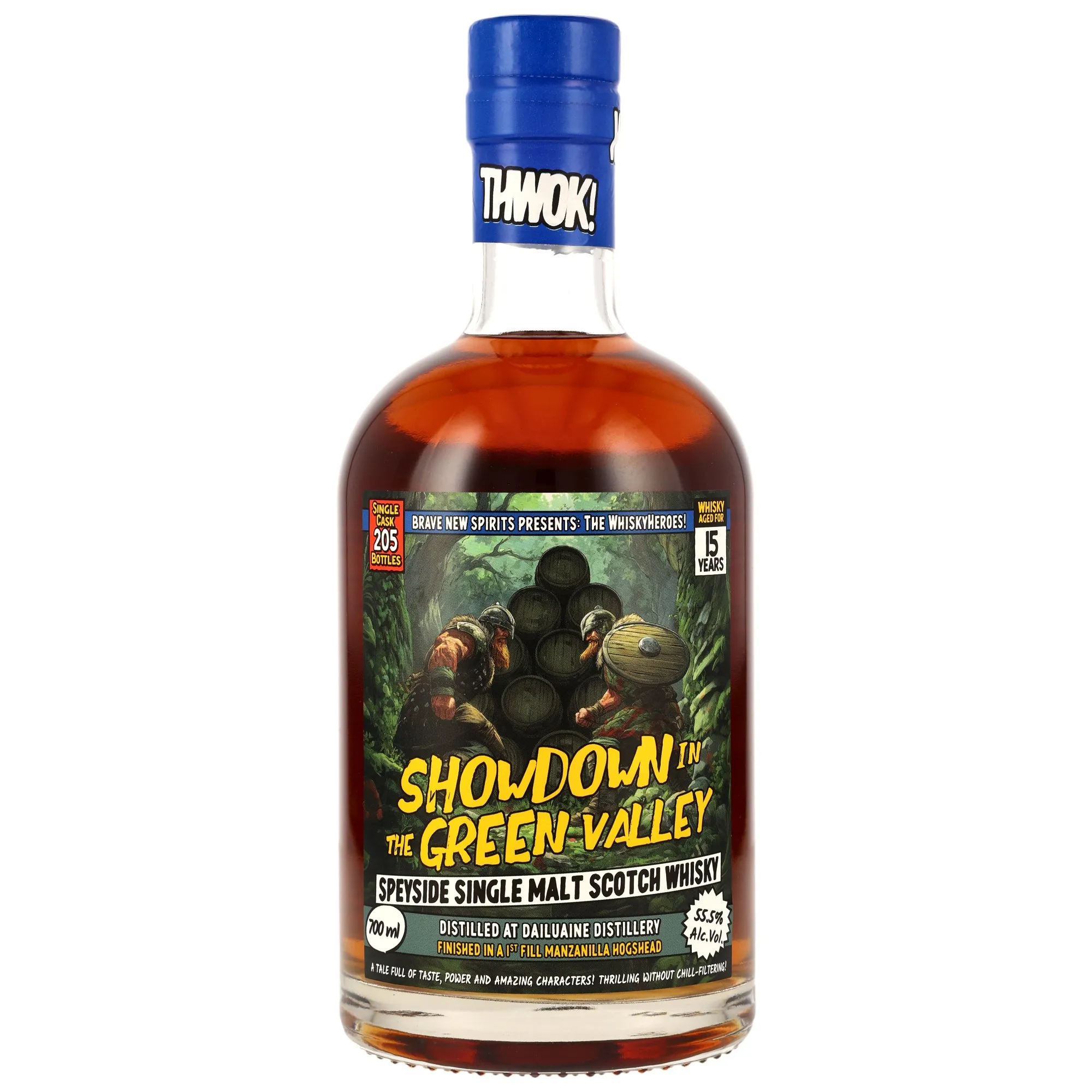 Dailuaine Whiskyheroes: Showdown in the Green Valley 15 Year Old, Manzanilla Hogshead Cask, Cask #308855, 2010, Brave New Spirits, 55.5%