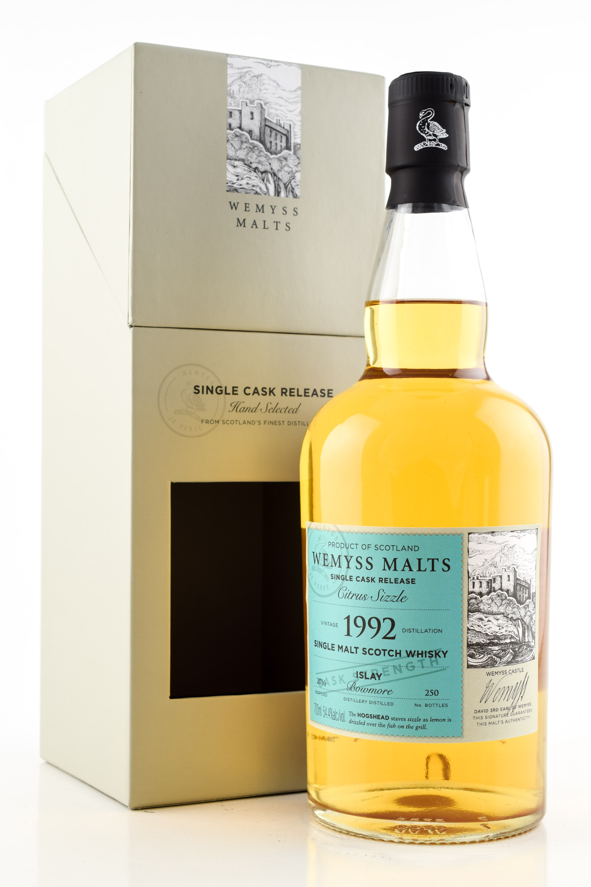 "Citrus Sizzle" 1992/2016 Single Hogshead Bowmore Wemyss Malts 54.4% vol. 0,7l