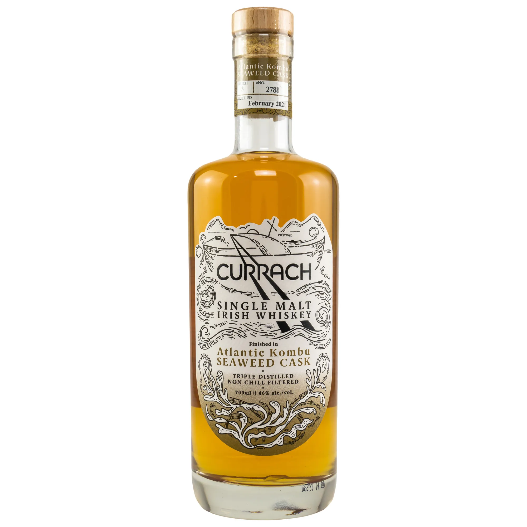 Currach Irish Single Malt - Kombu Seaweed Cask, Bourbon Cask & Kombu Seaweed Charred Virgin Oak Cask, Batch No. 2788, 2021, 46%