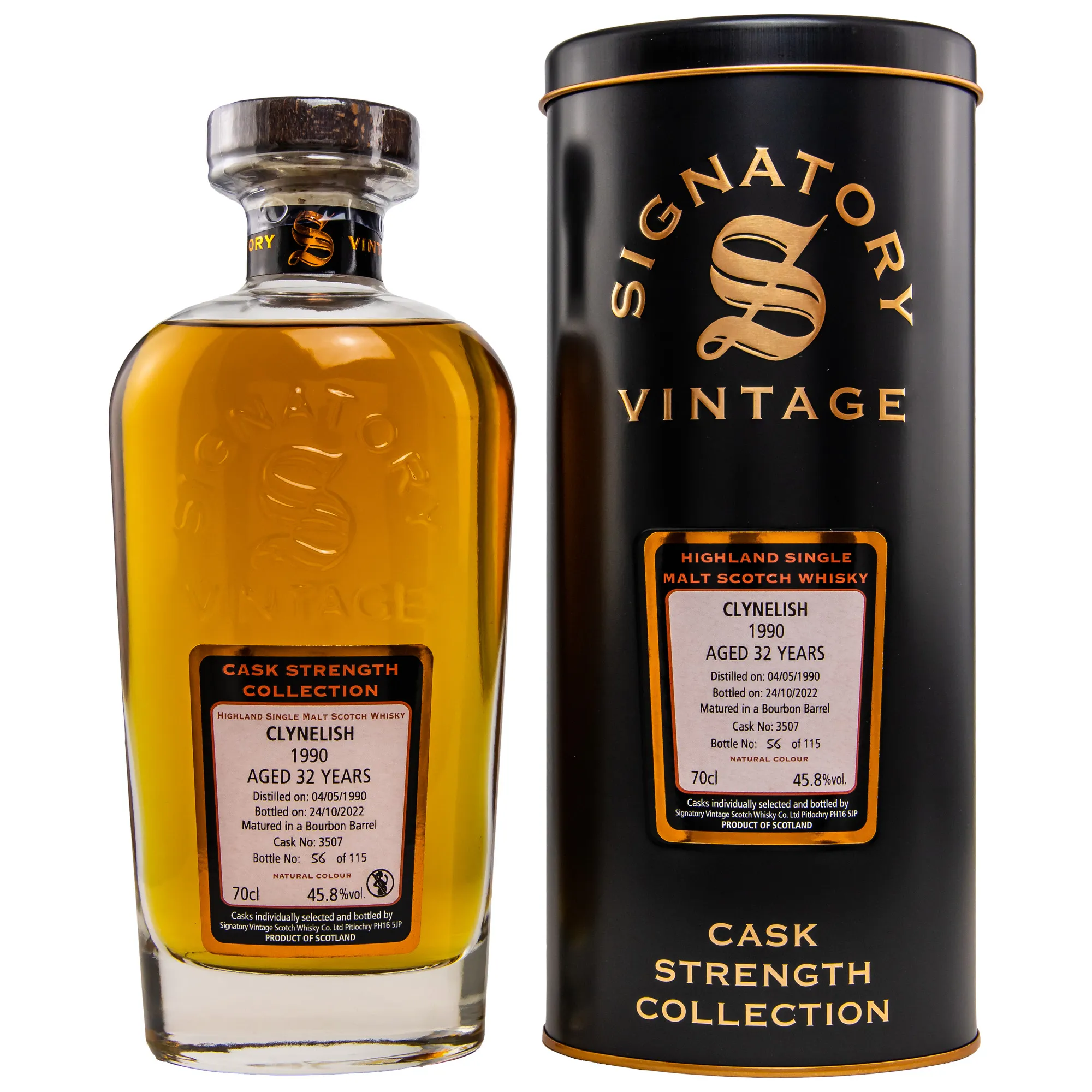 Clynelish Cask Strength Collection 32 Year Old, Bourbon Cask, Cask #3, 1990, Signatory Vintage, 45.8%
