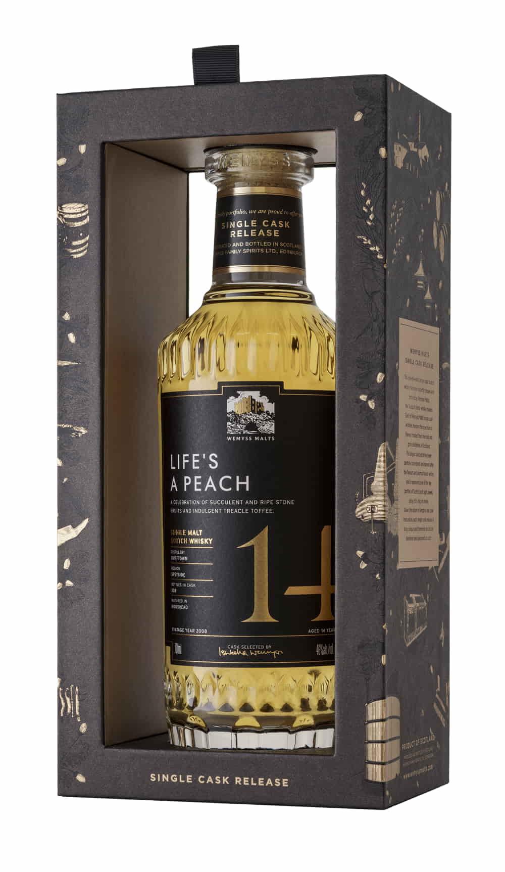 "Life's a Peach" 14 Jahre 2008 Hogshead Dufftown Wemyss Malts 46%vol. 0,7l