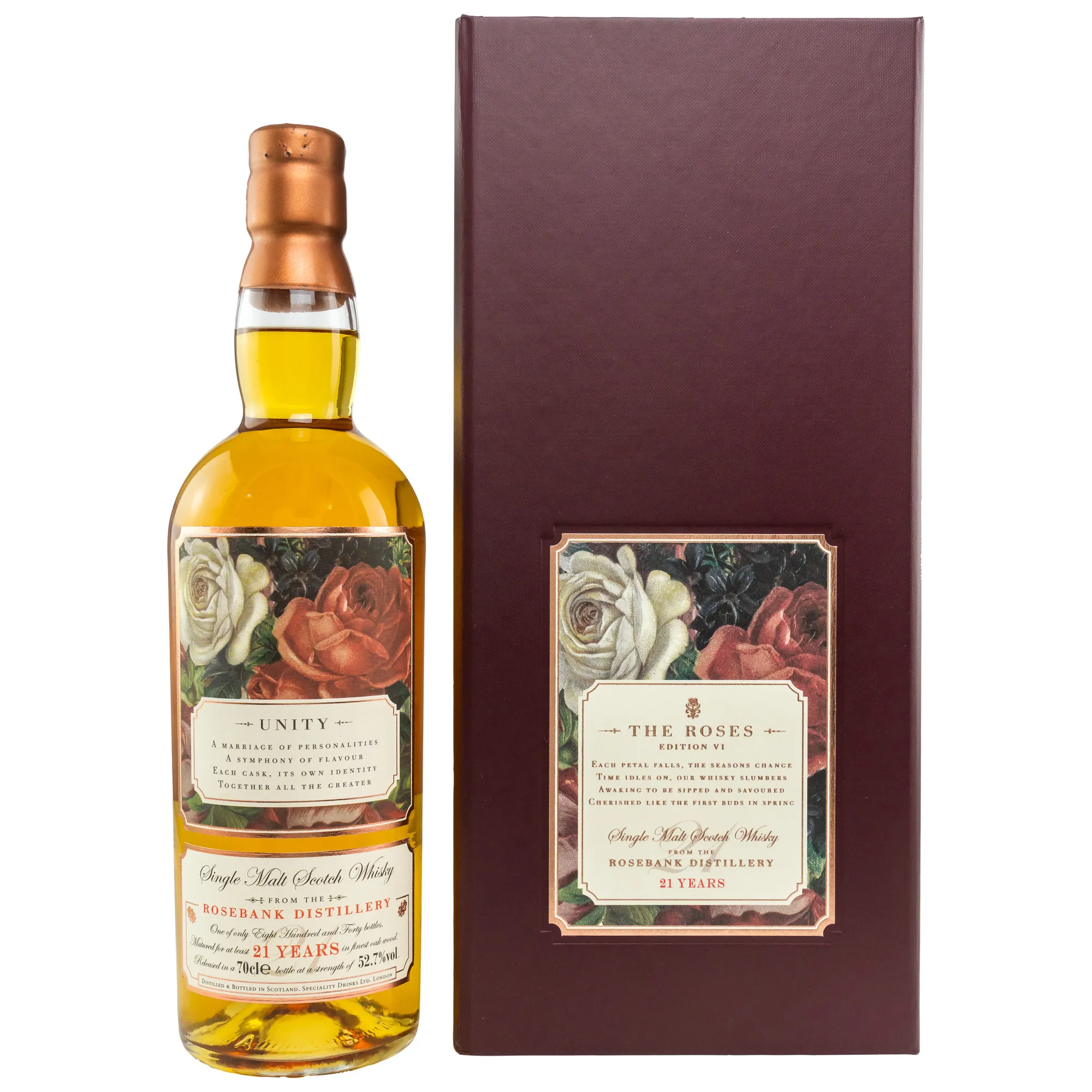 Rosebank The Roses 'Unity' 21 Year Old, Bourbon & Madeira Cask, Edition No. 6, Elixir Distillers, 52.7%