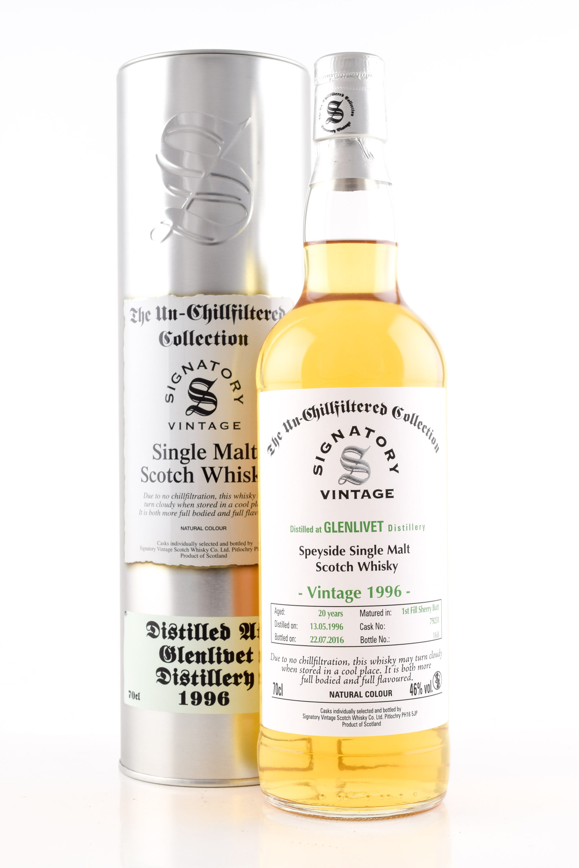 Glenlivet 20 Year Old 1996/2016 1st-fill Sherry Butt # 79231 Un-chillfiltered Signatory 46% vol. 0,7l