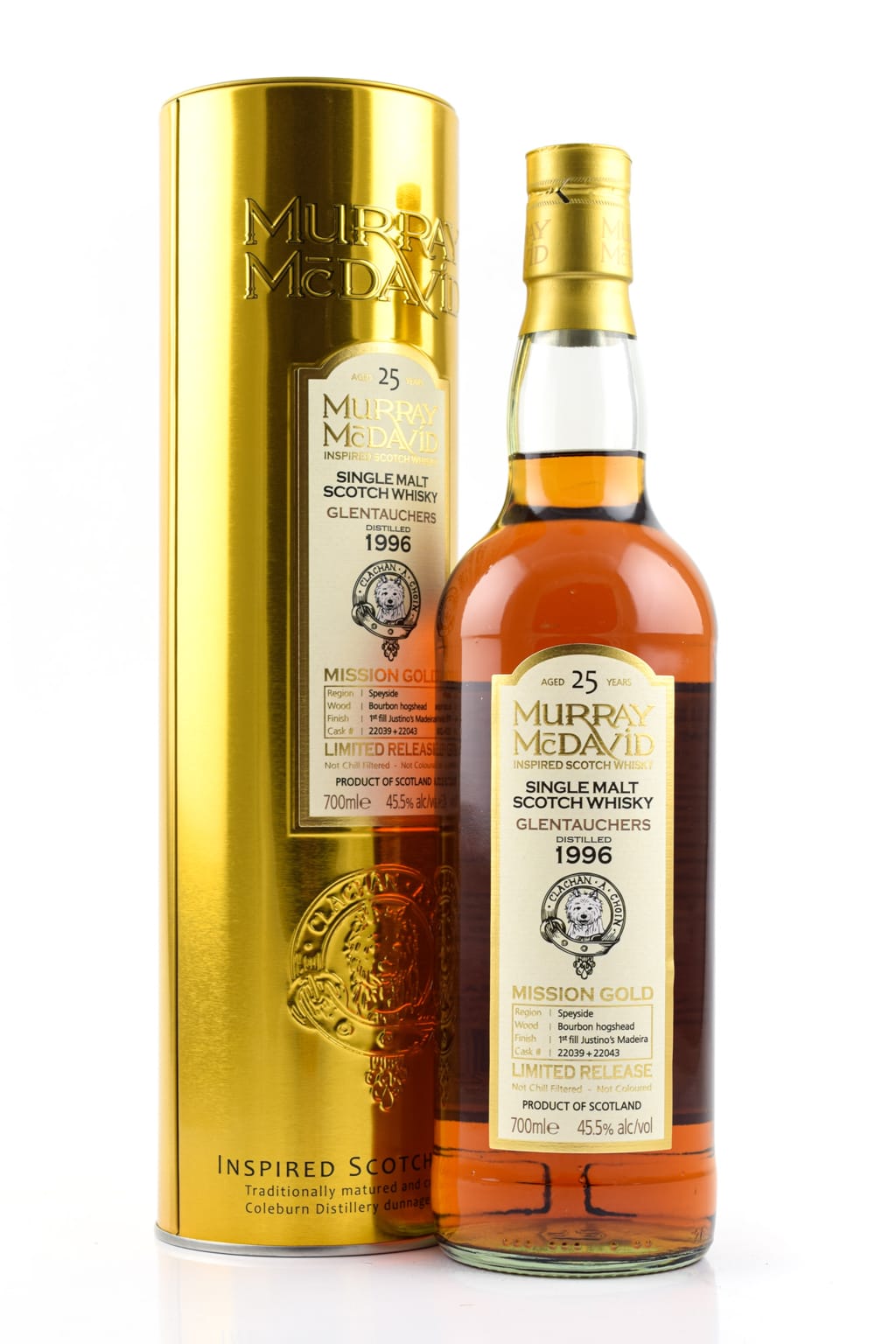 Glentauchers Mission Gold 25 Year Old, Bourbon Hogshead & Madeira Cask, Cask #22039 & 22041, 1996, Murray McDavid, 45.5%