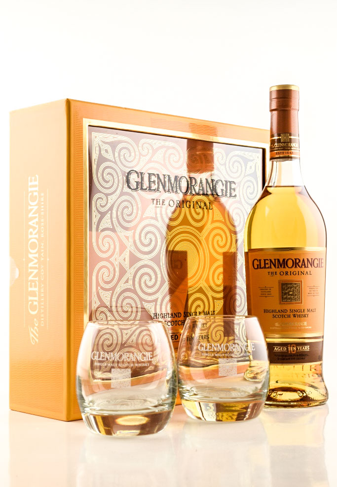 Glenmorangie 10 Year Old The Original 40% vol. 0.7l with 2 glasses Glenmorangie 10 Year Old The Original 40% vol. 0.7l with 2 glasses