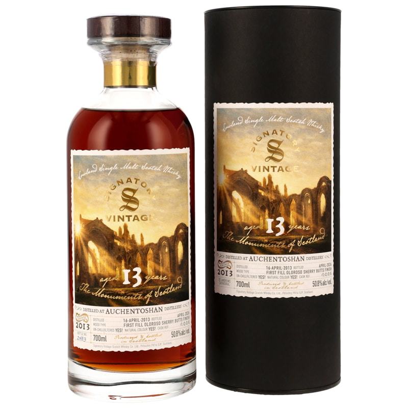 Auchentoshan 13 year old 1st-fill Oloroso Sherry Butts Finish - The Monuments of Scotland - Signatory